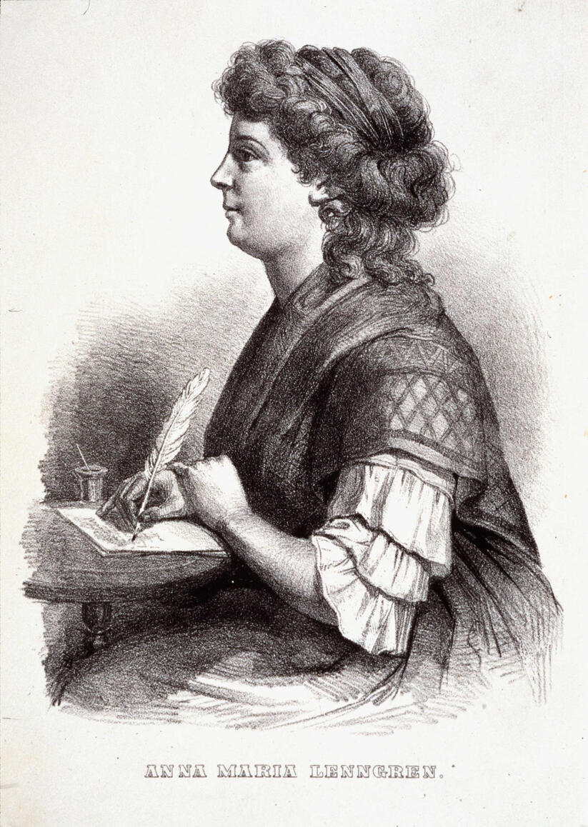 Tecknat porträtt av Anna Maria Lenngren