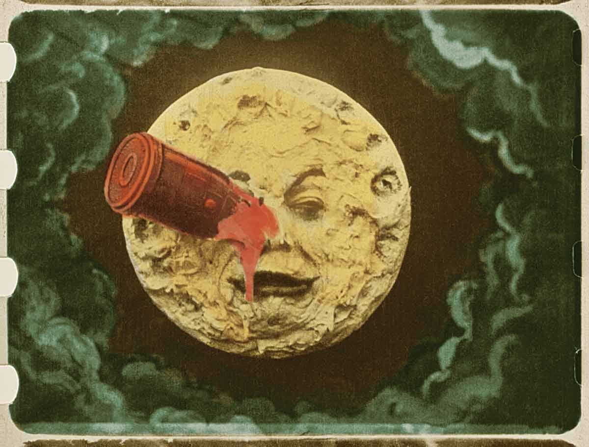 En bild från filmen En resa till månen från 1902.