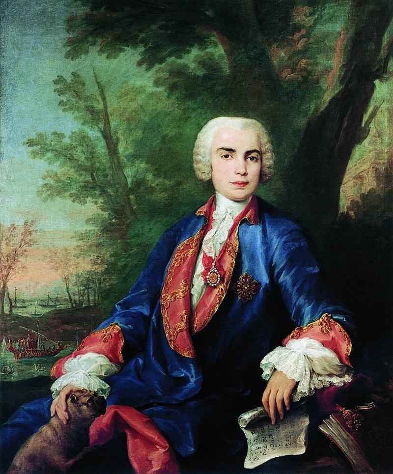 Oljeporträtt av operasångaren Carlo Broschi senare kallad Farinelli (1705-1782).