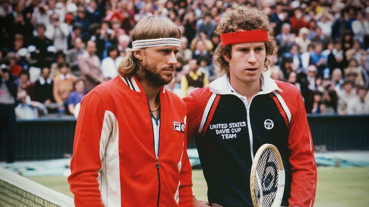 Björn Borg och John McEnroe under finalen i Wimbledon finalen 1976.