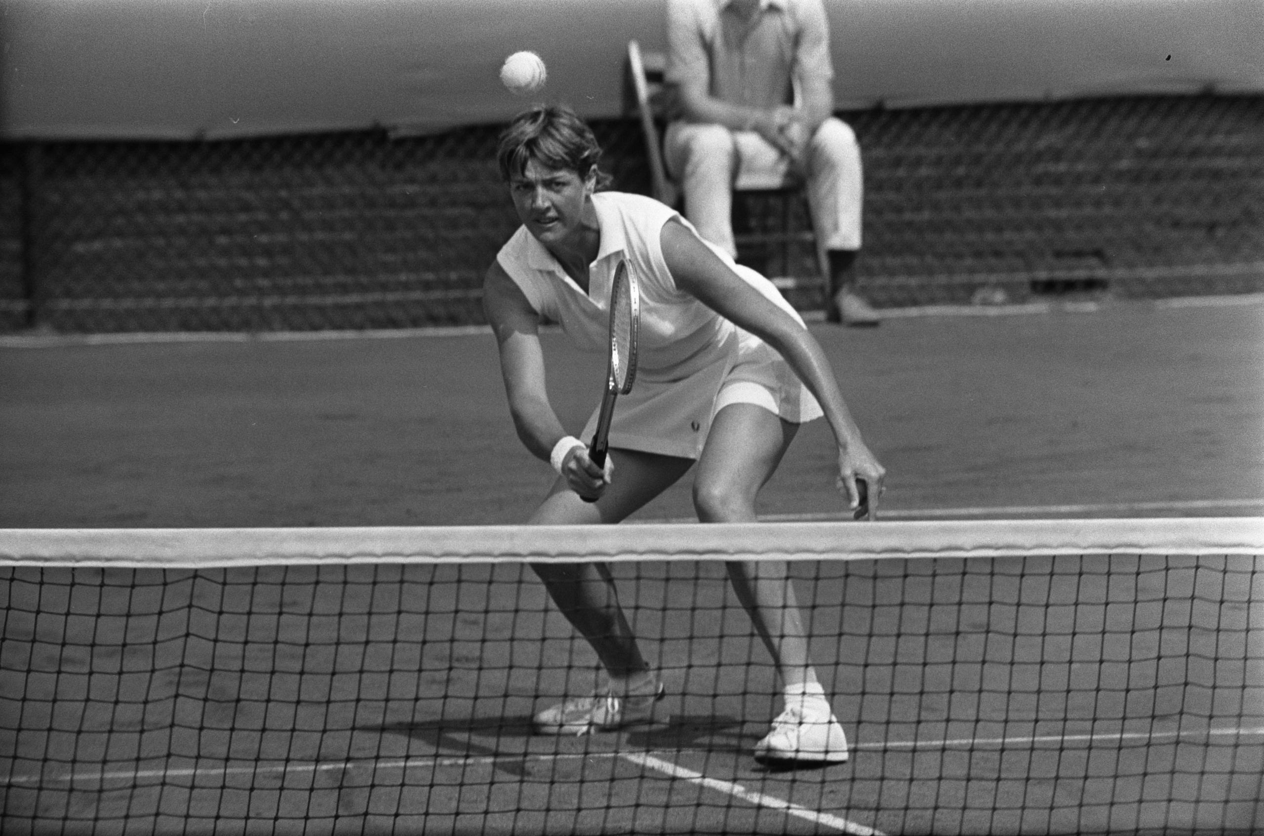 Margaret Court fotograferad på tennisplan år 1970.