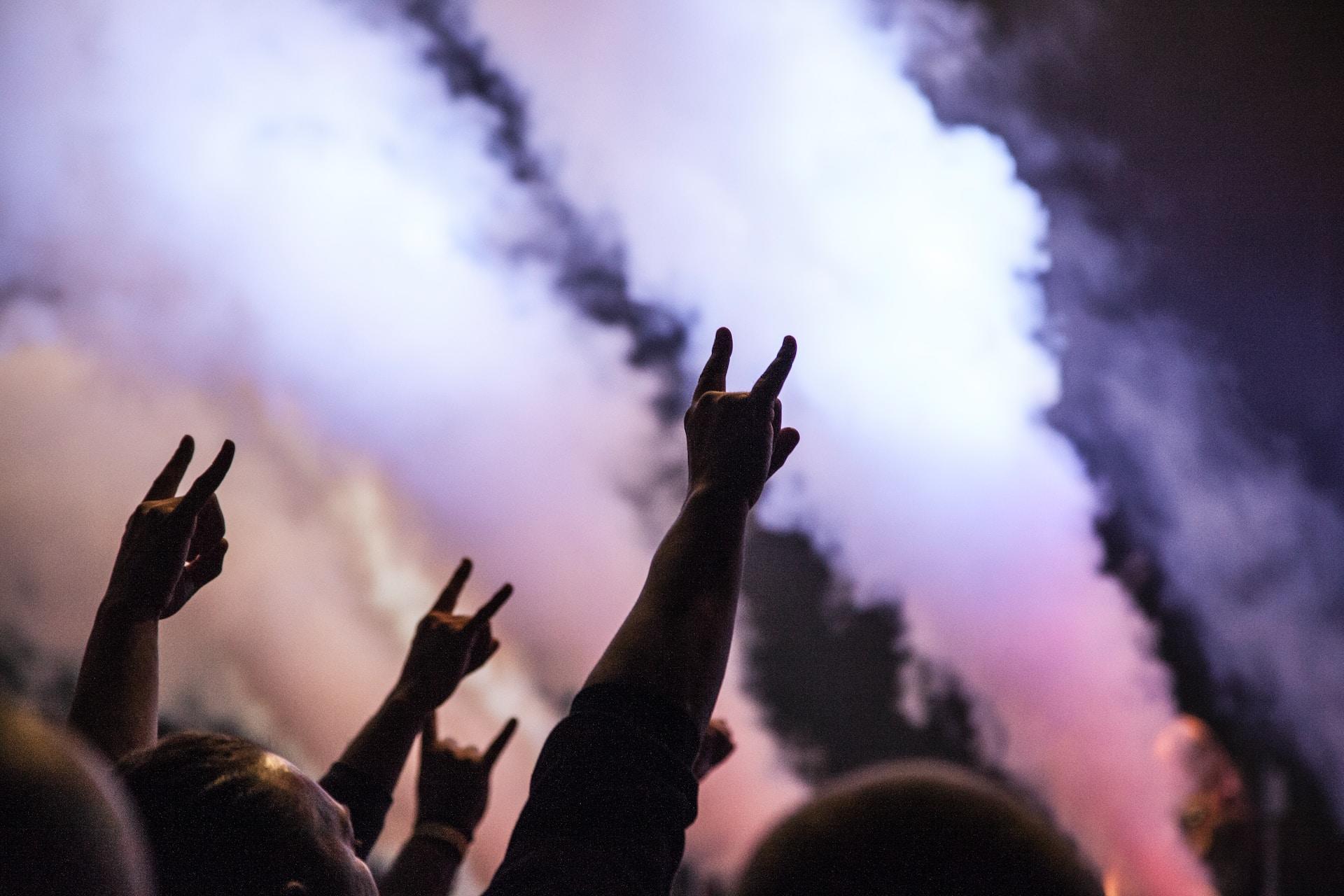 Publik på en metalkonsert.