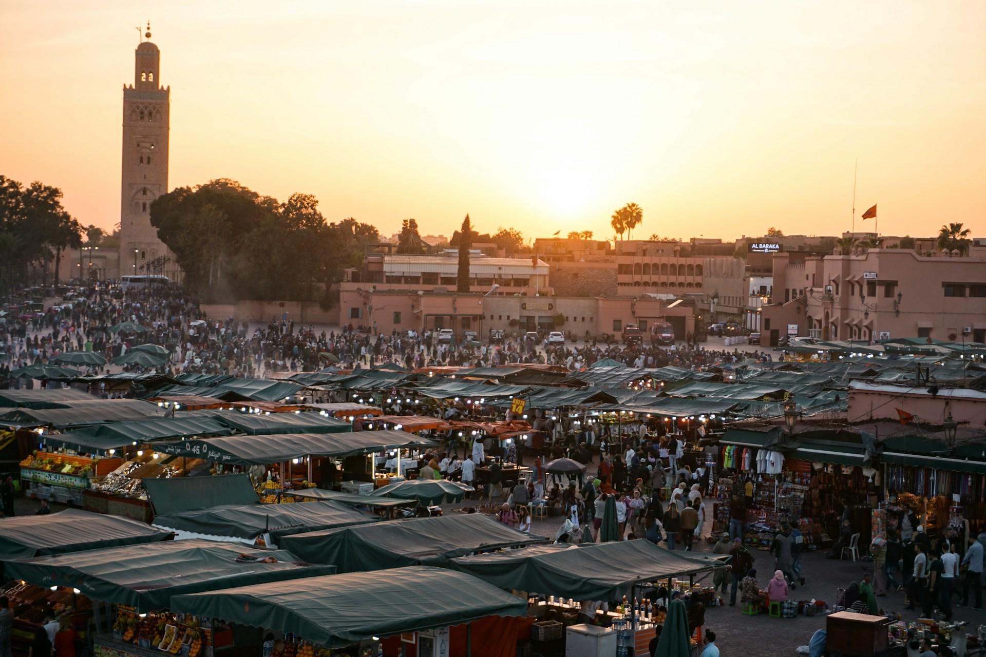 Marknad i Marrakech, Marocko