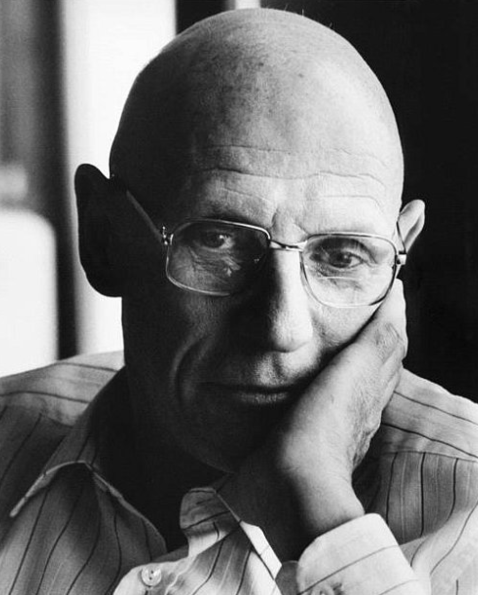 Svartvitt fotografi på Foucault.