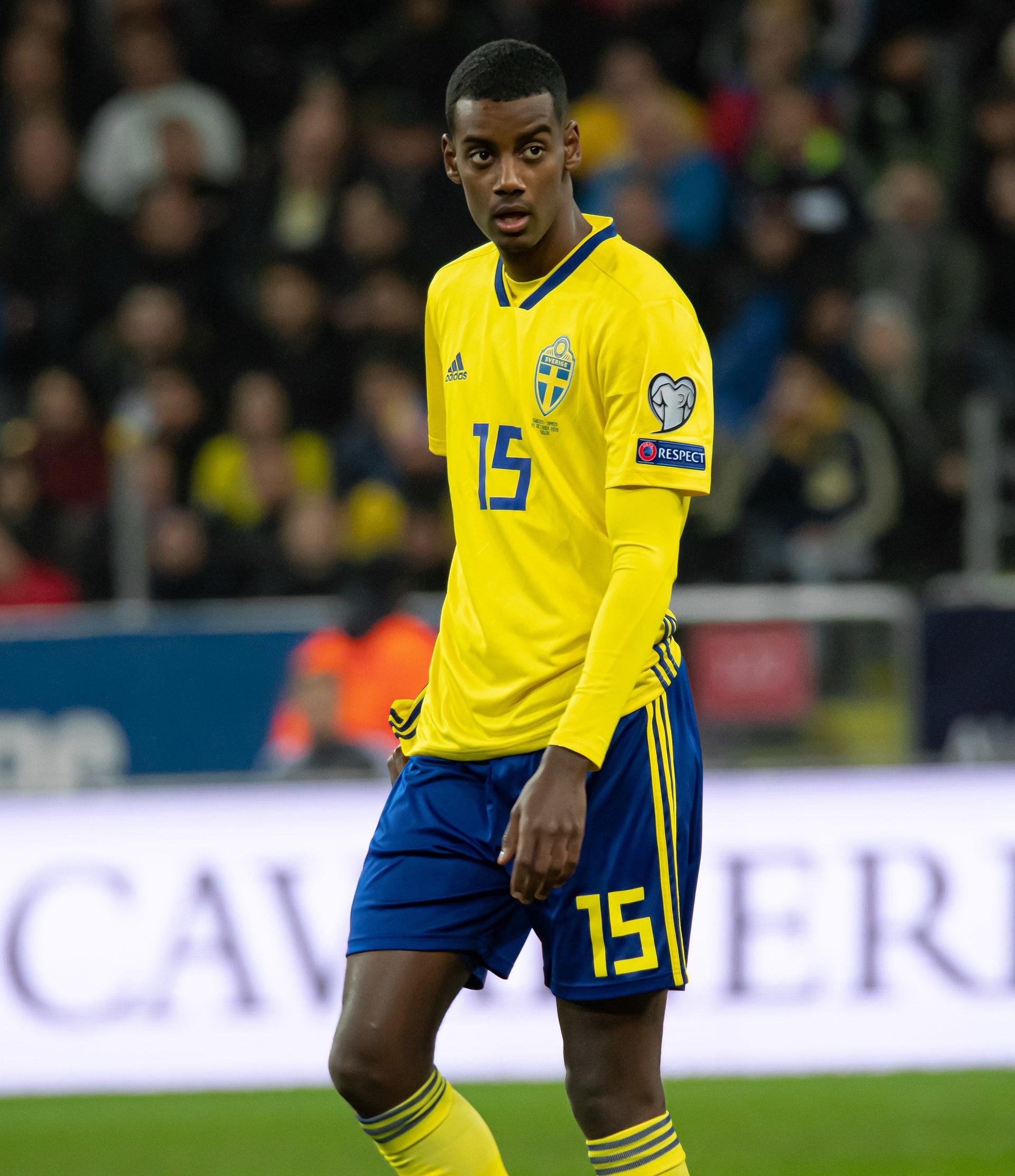 Alexander Isak under matchen Sverige - Spanien i oktober 2019. (Bild från UEFA Euro)