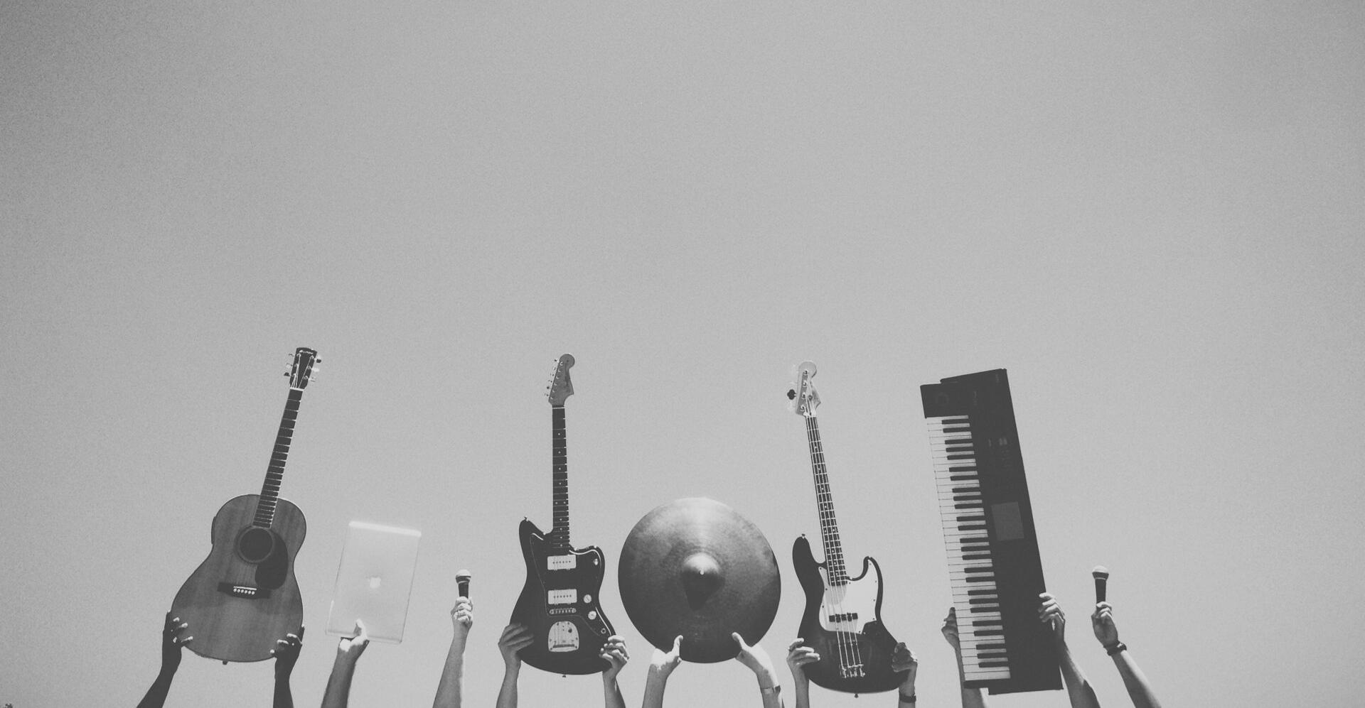 Olika musikinstrument.