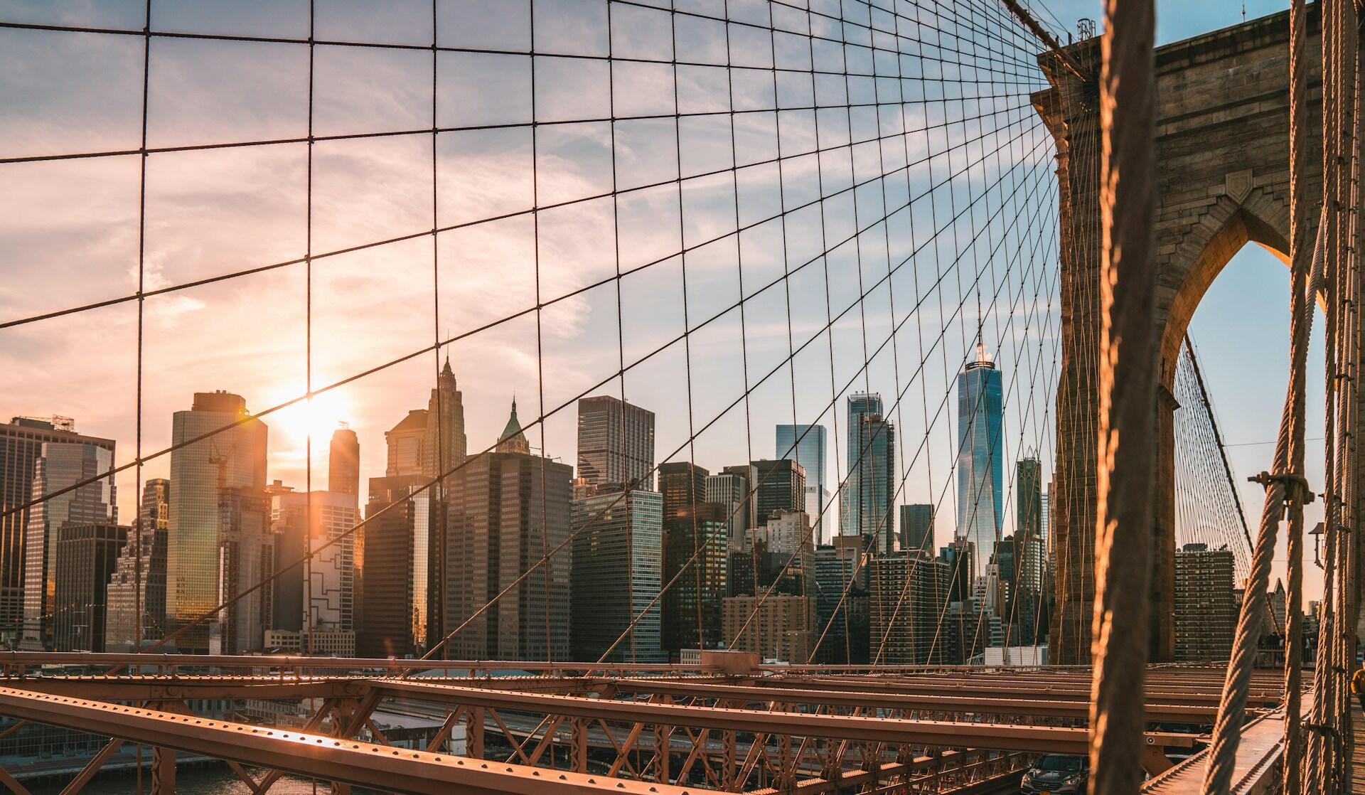 Brooklyn Bridge i New York, staden där Roosevelt föddes.