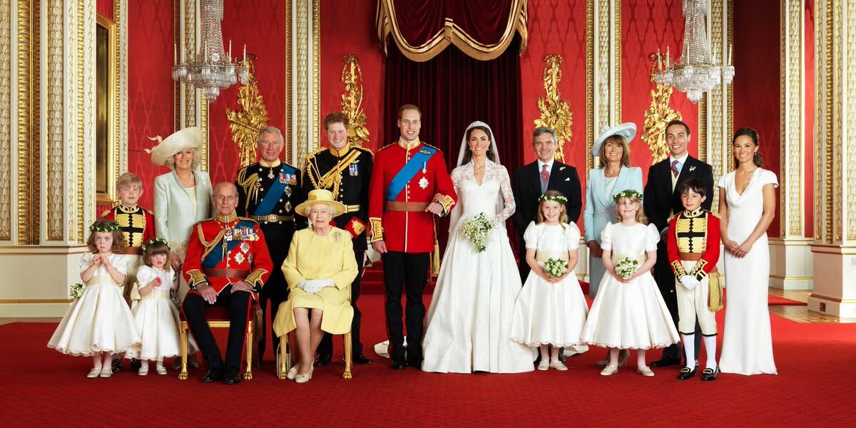 Den brittiska kungafamiljen 2011 under Williams och Kates bröllop