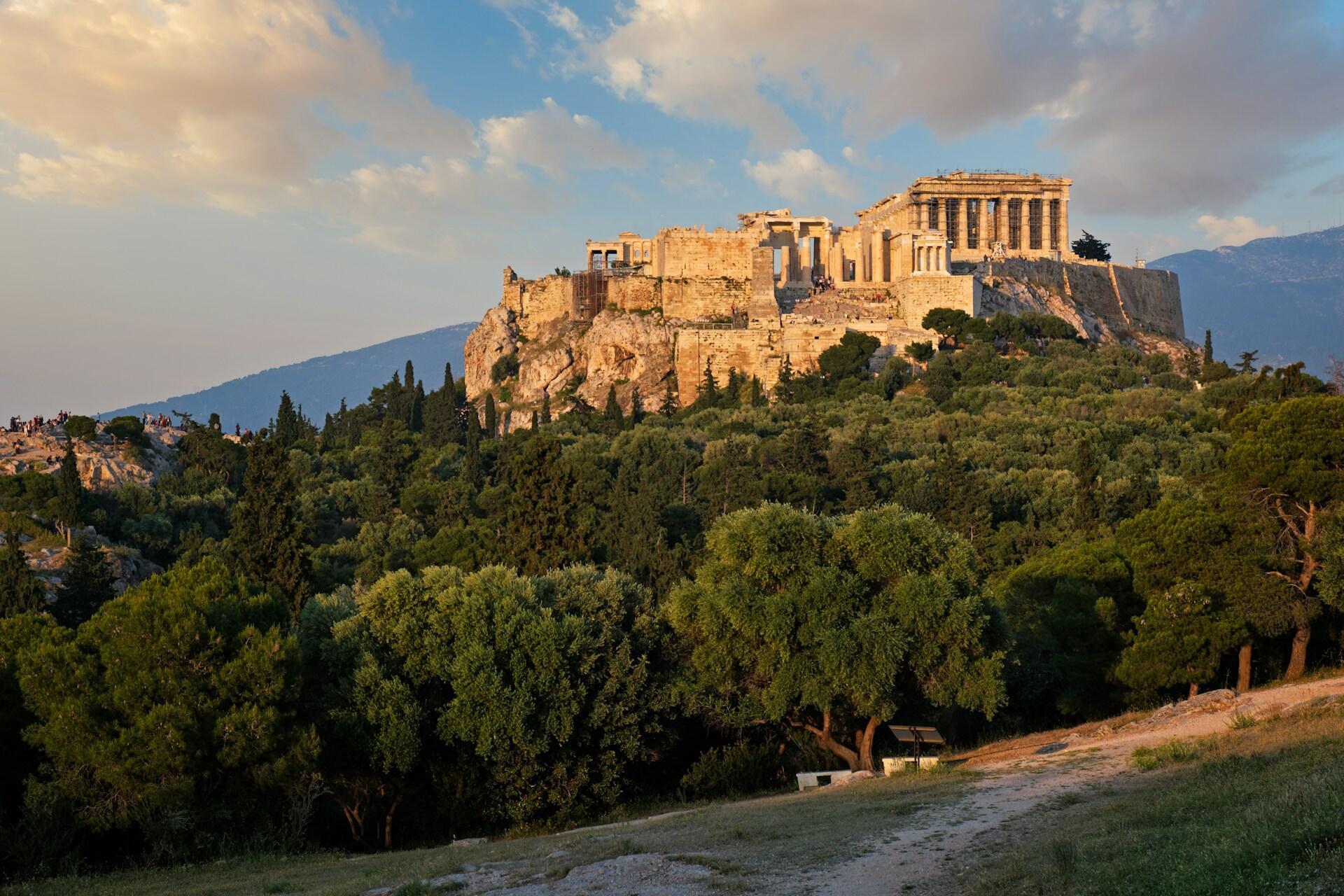Utsikt över Akropolis i Aten.