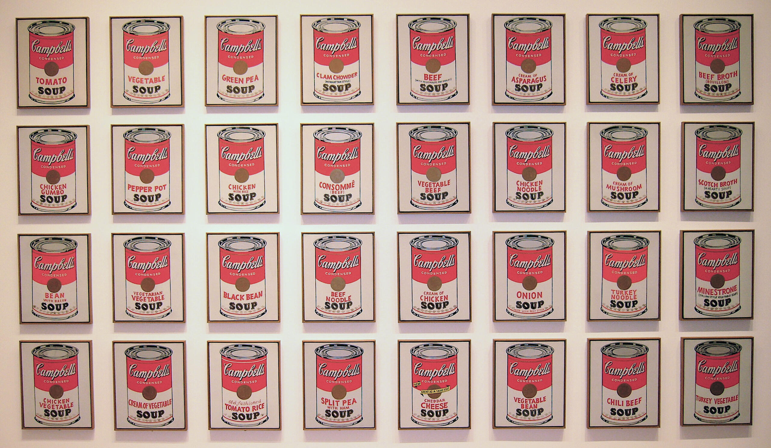 den ikoniska bilden från andy warhol på soppkonservburkar