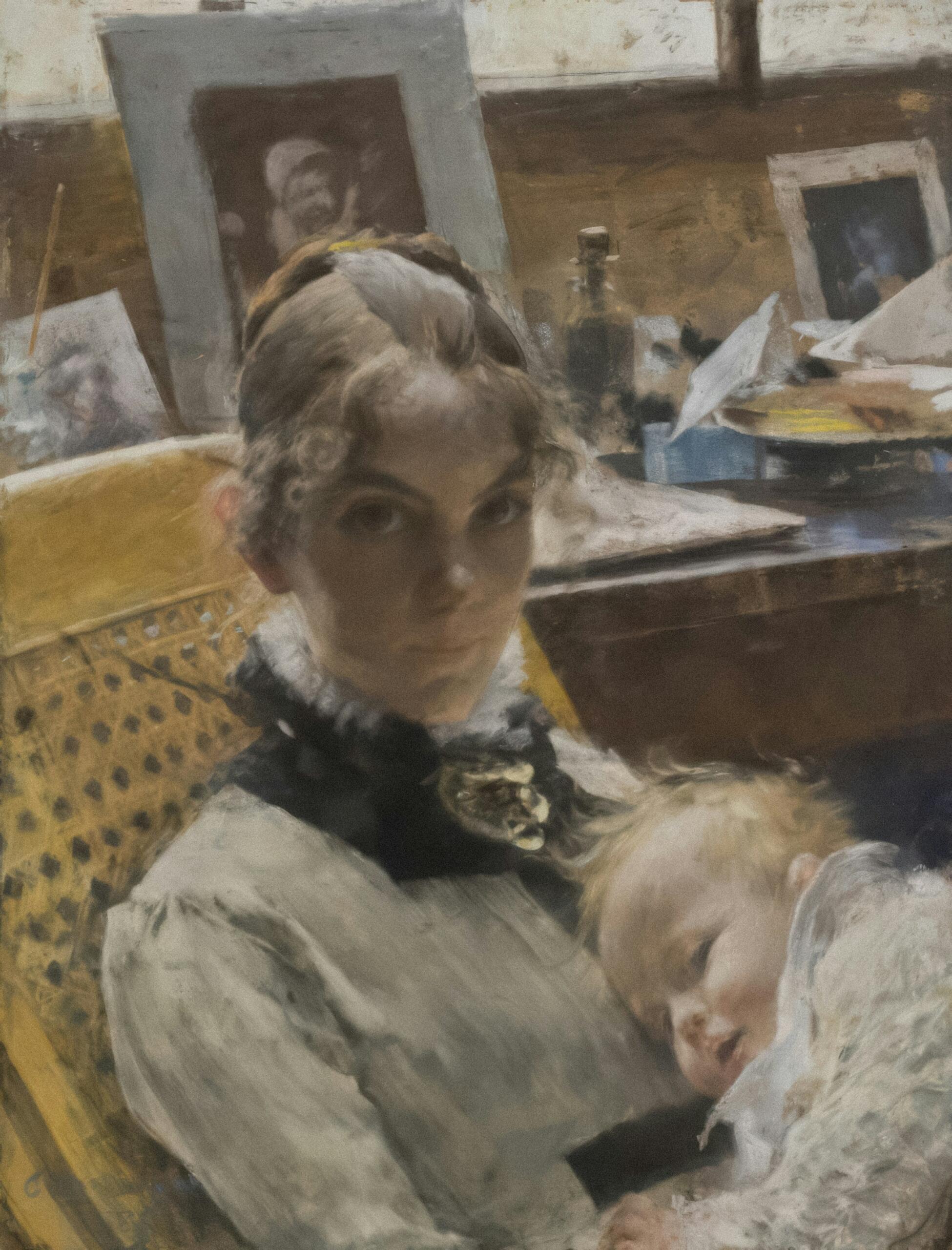 carl larssons målning av sin fru och dotter i hemmamiljö