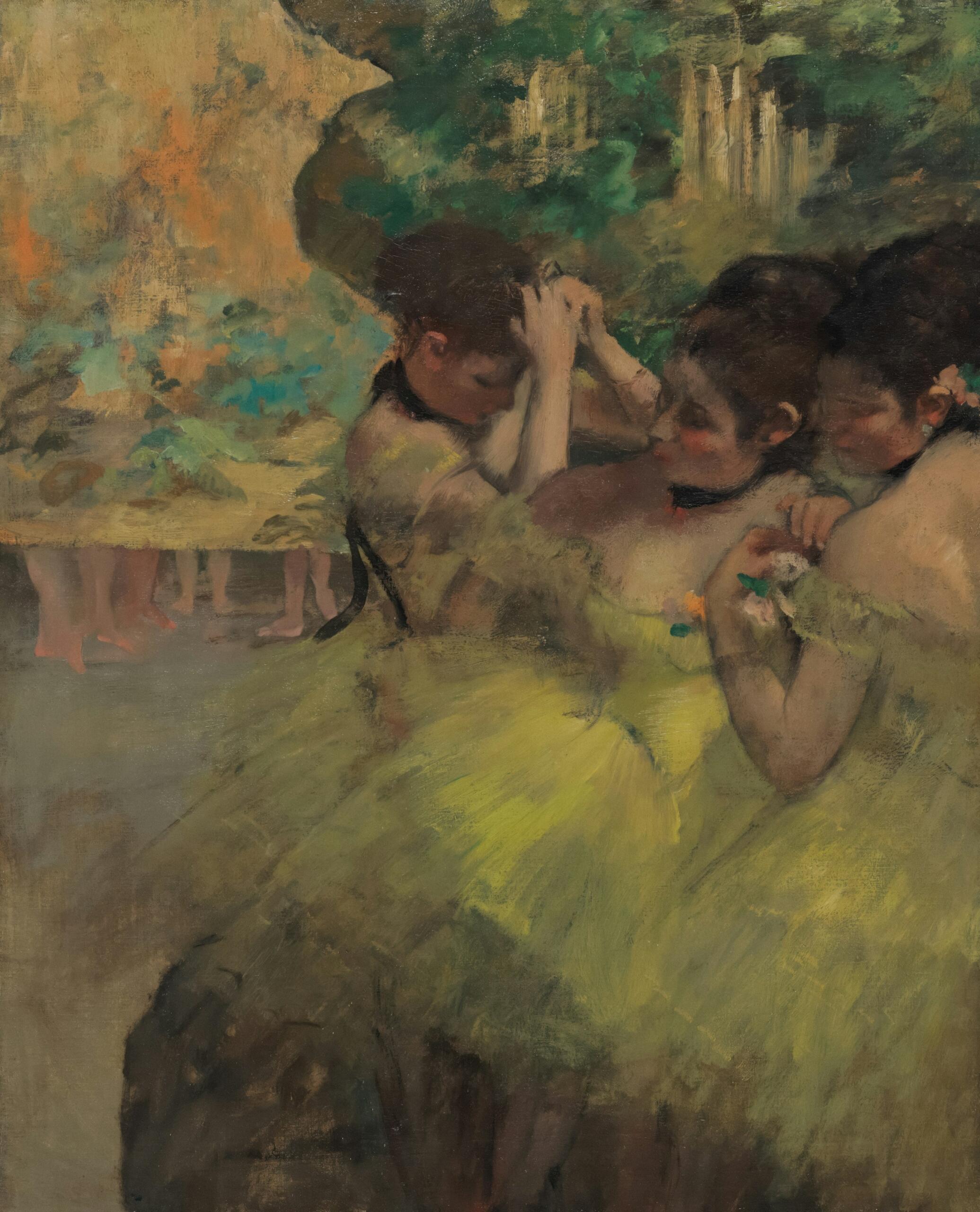 Degas målning av dansare i gula klänningar