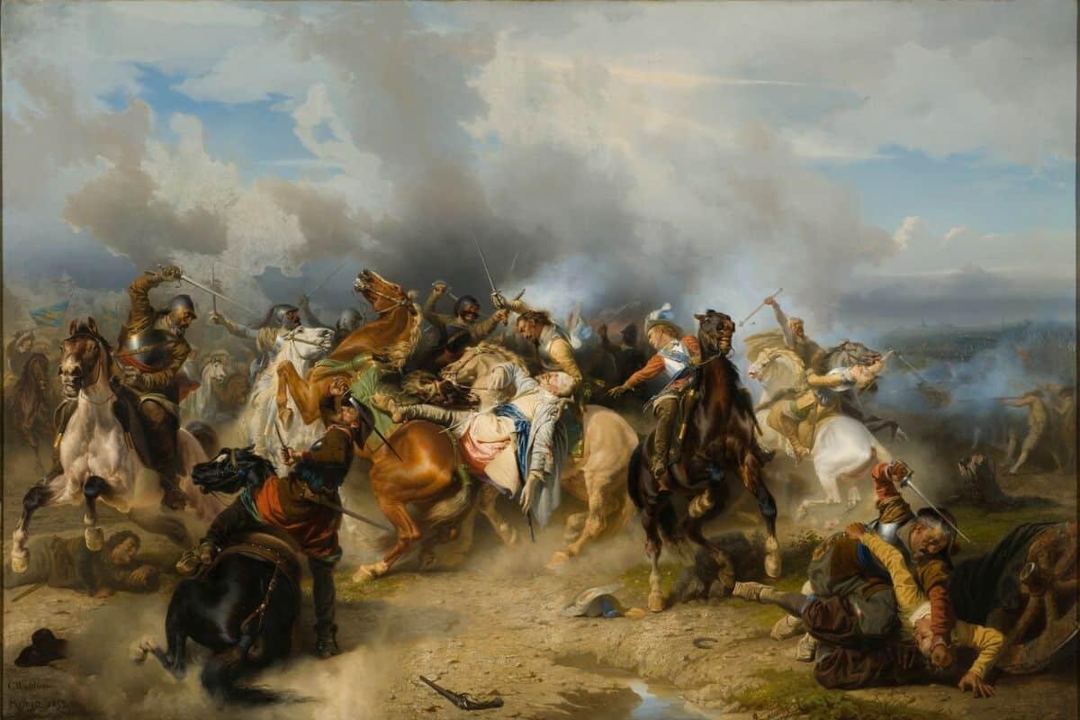 Målning föreställande Gustav II Adolfs död