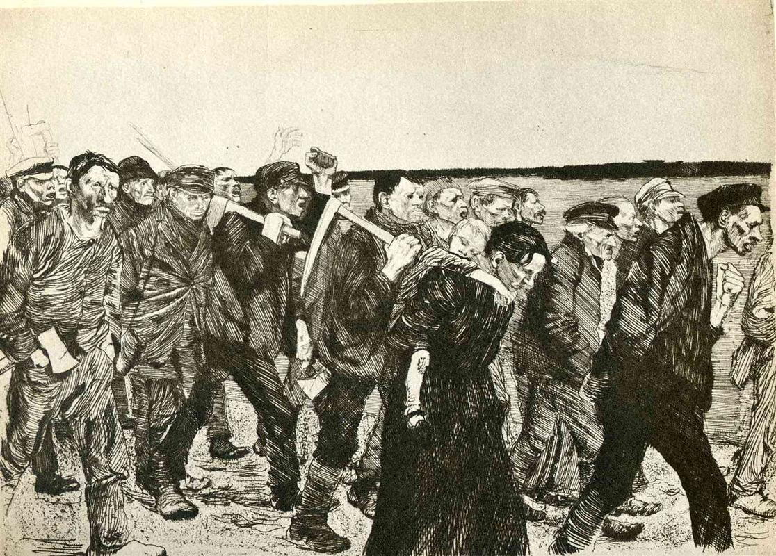 svartvit bild på människor som marcherar