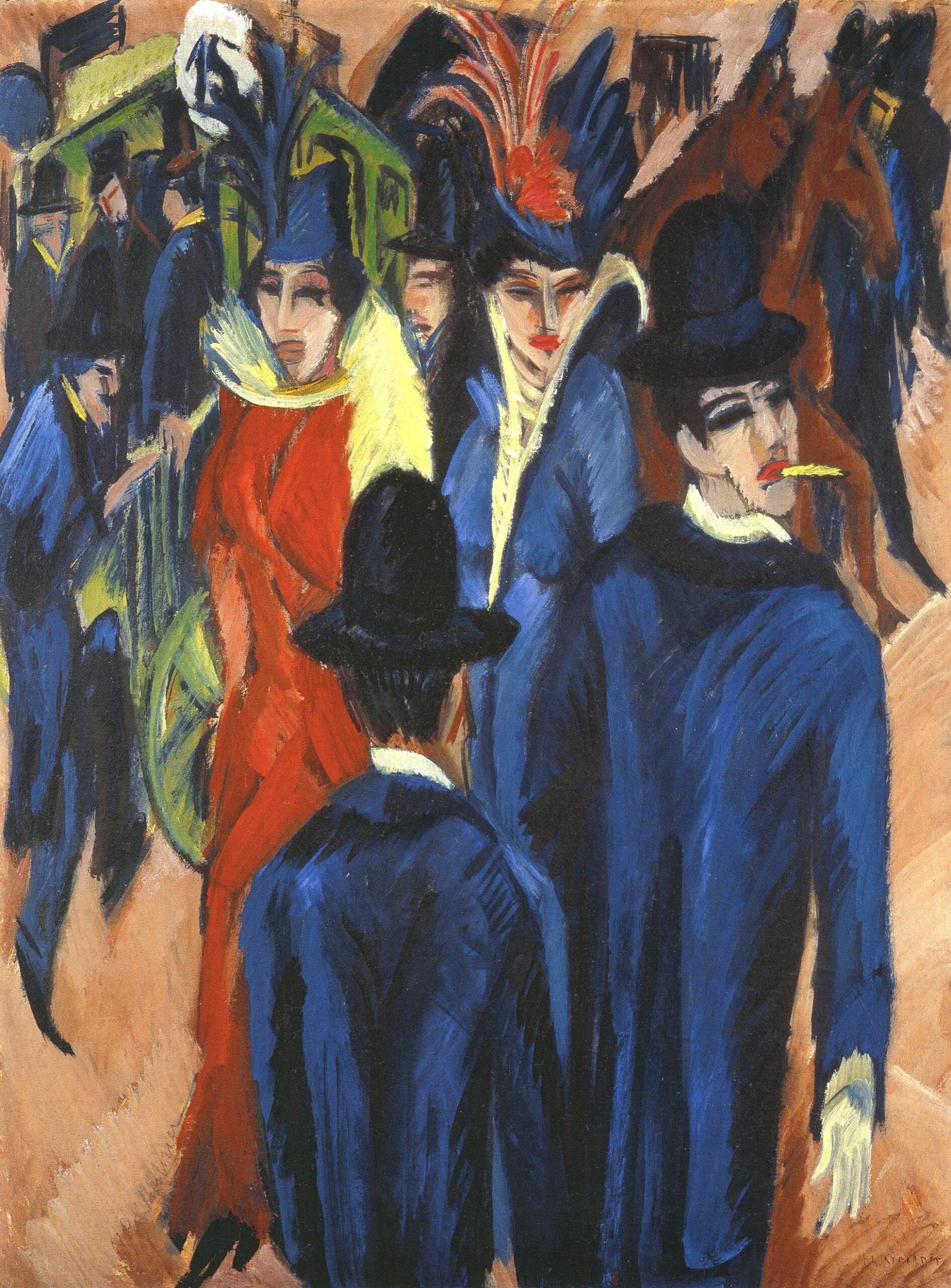 expressionistisk målning av gatuscen i berlin av kirschner