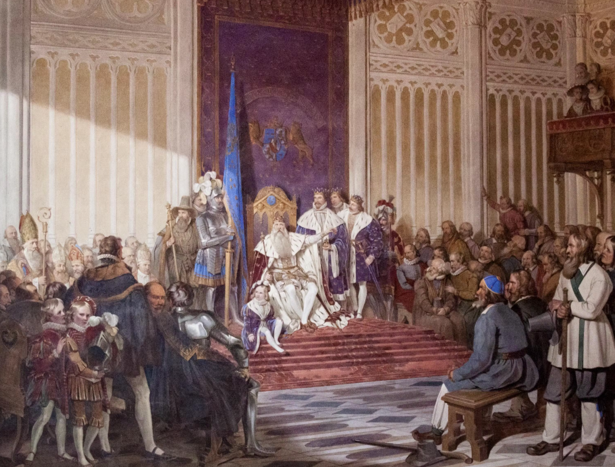Gustav Vasas avskedstal till riksdagen 1560. Målning av Johan Gustaf Sandberg