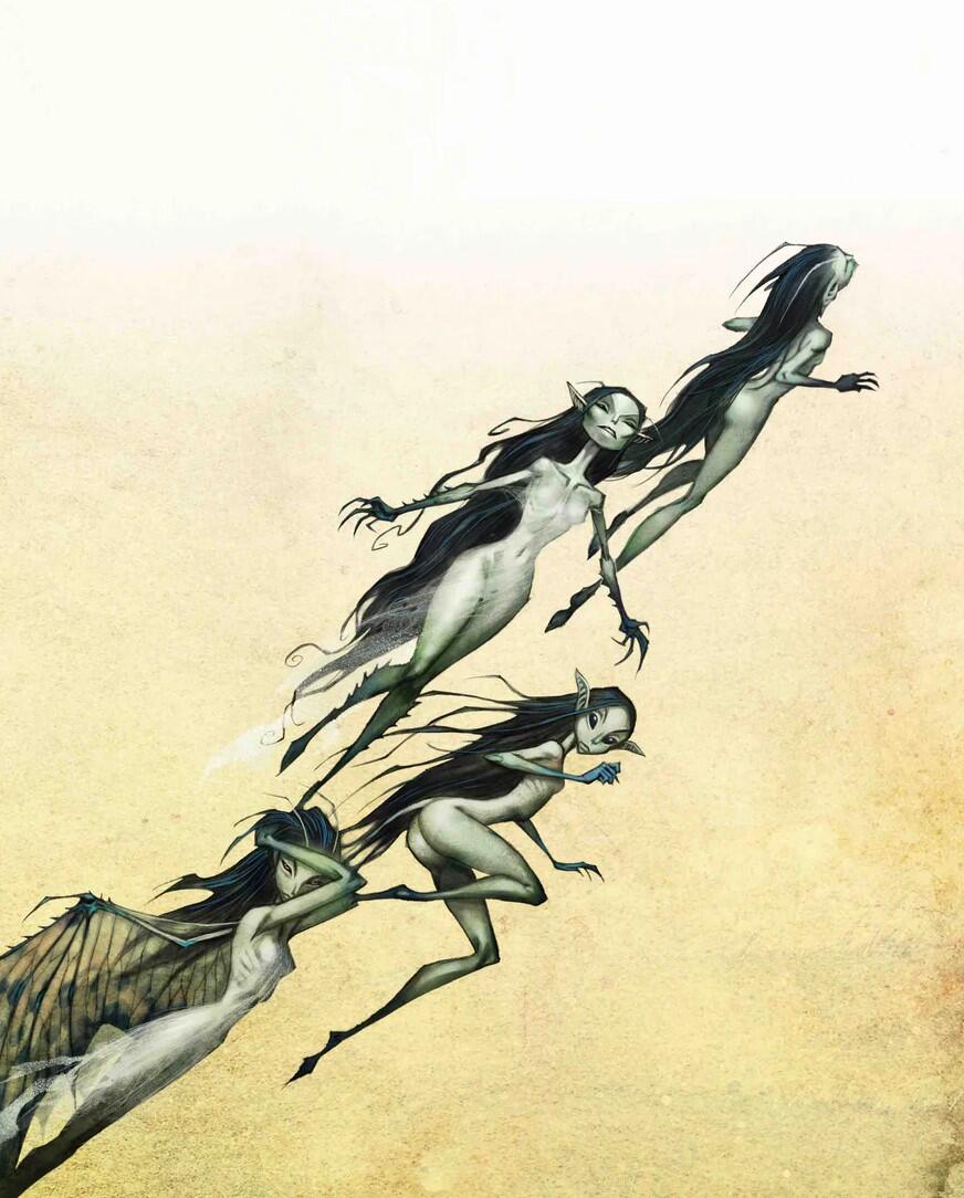 Älvor tecknade av Johan Egerkrans