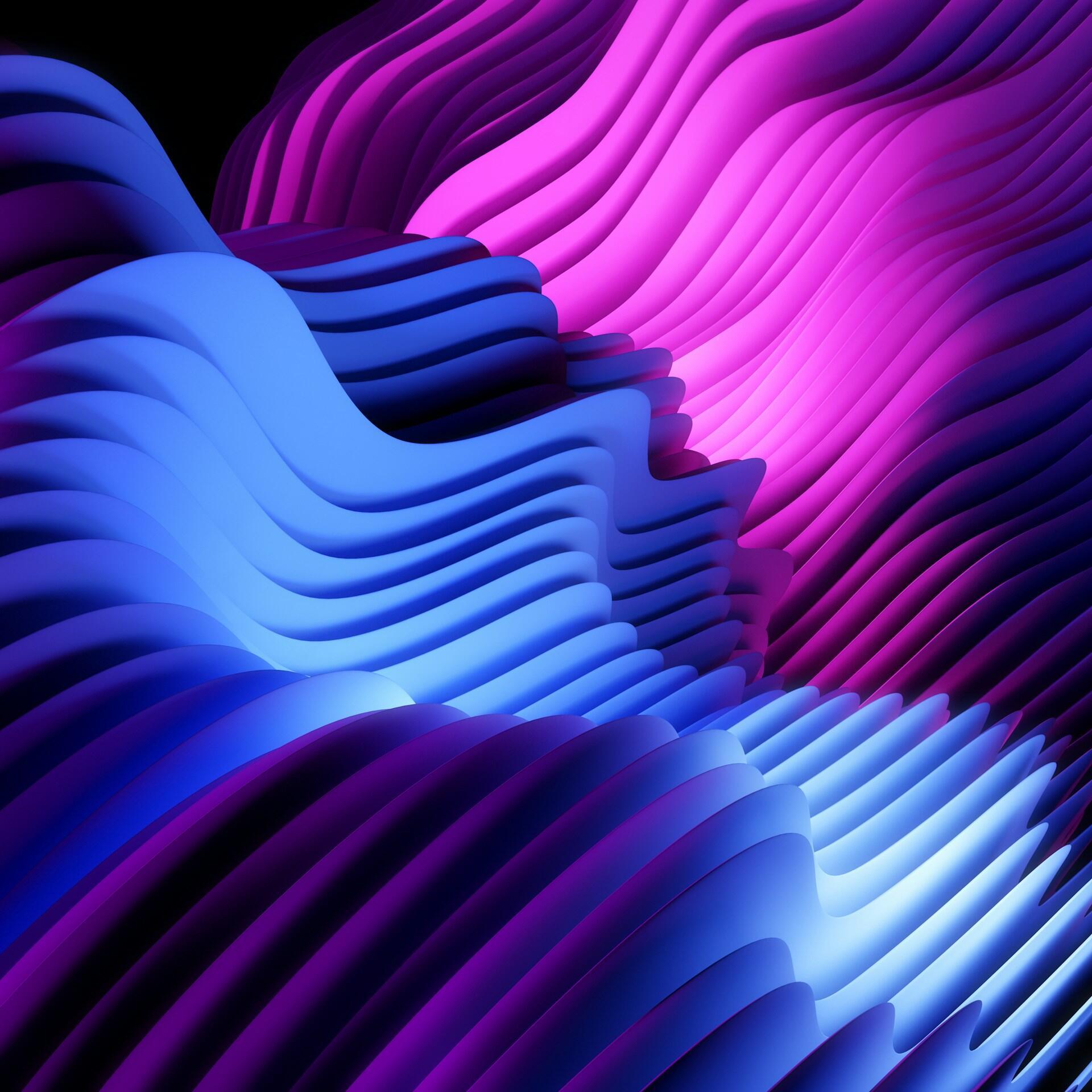 Blue and pink waves in an abstract formation.