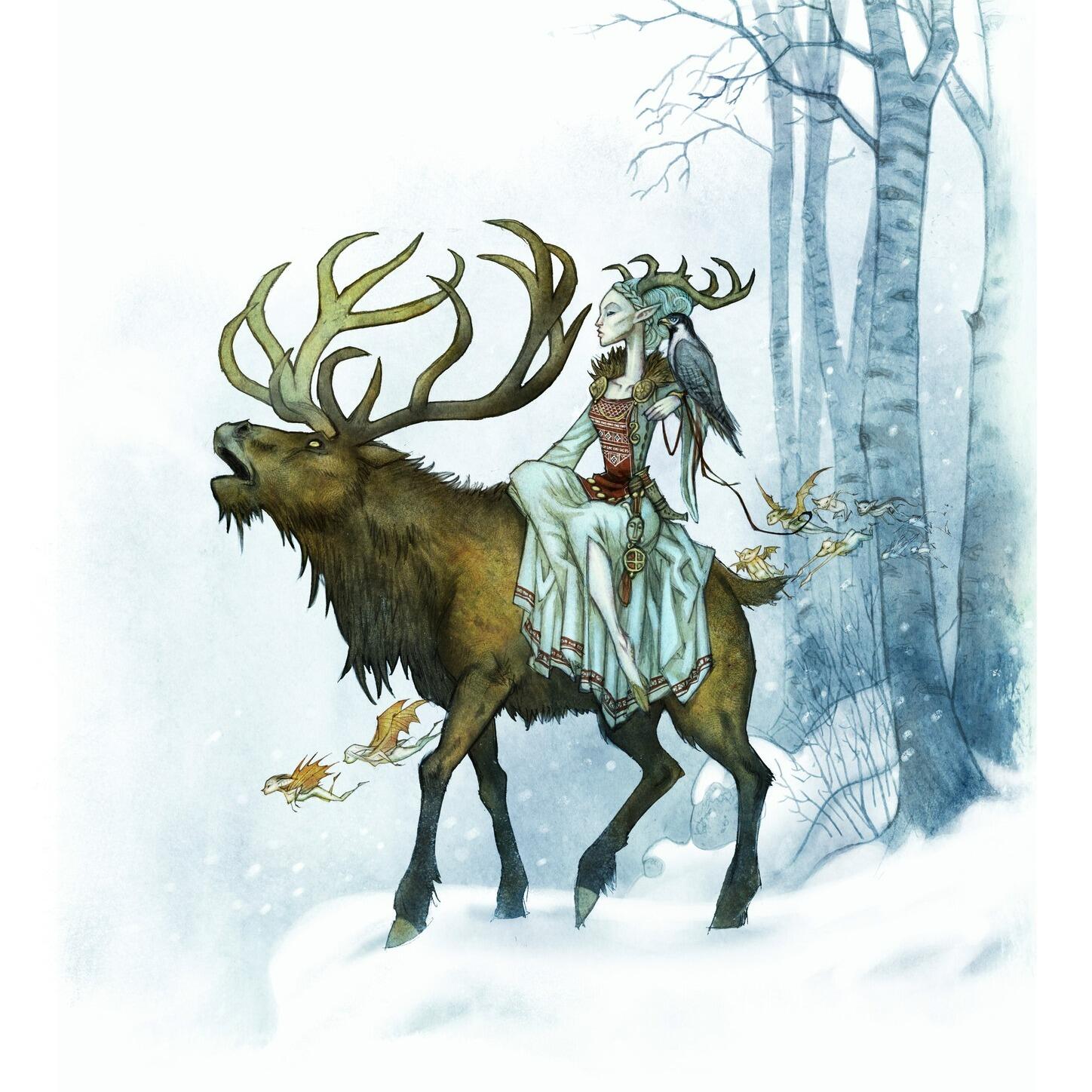 Skogsrå tecknat av Johan Egerkrans