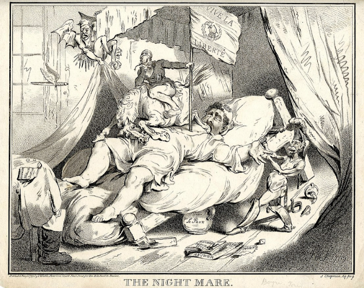 "The night mare" i en satirisk gravyr från 1799