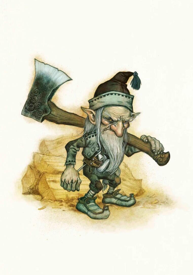 Hustomte illustrerad av Johan Egerkrans