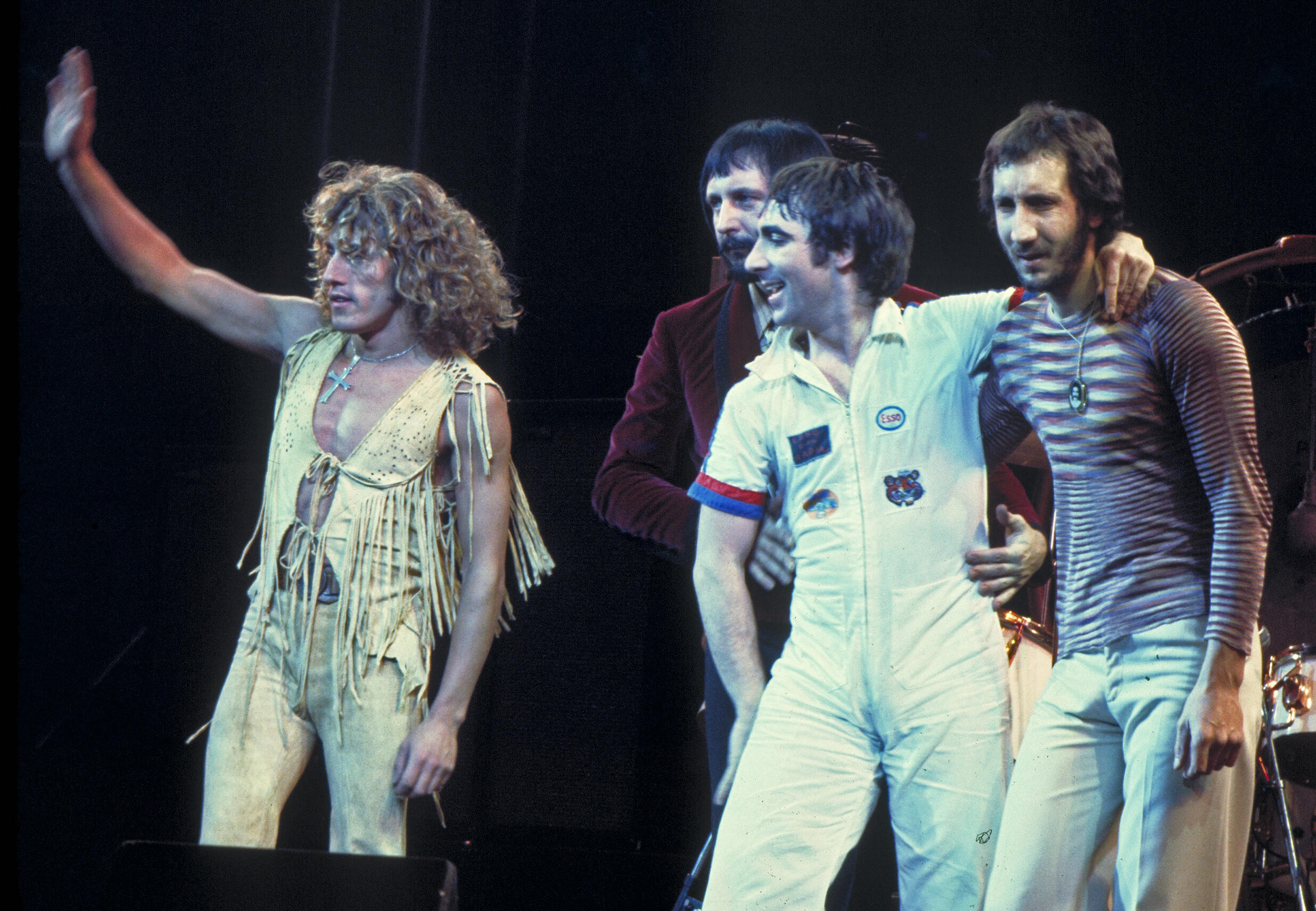 The Who 1975, originaluppsättning, uppträder i Chicago. Från vänster till höger: Roger Daltrey, John Entwistle, Keith Moon, Pete Townshend.