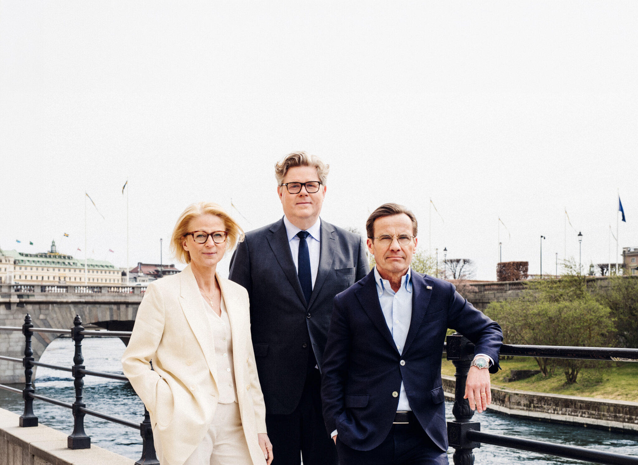 Pressbild på Moderata ledare, inklusive nuvarande statsminister Ulf Kristersson.