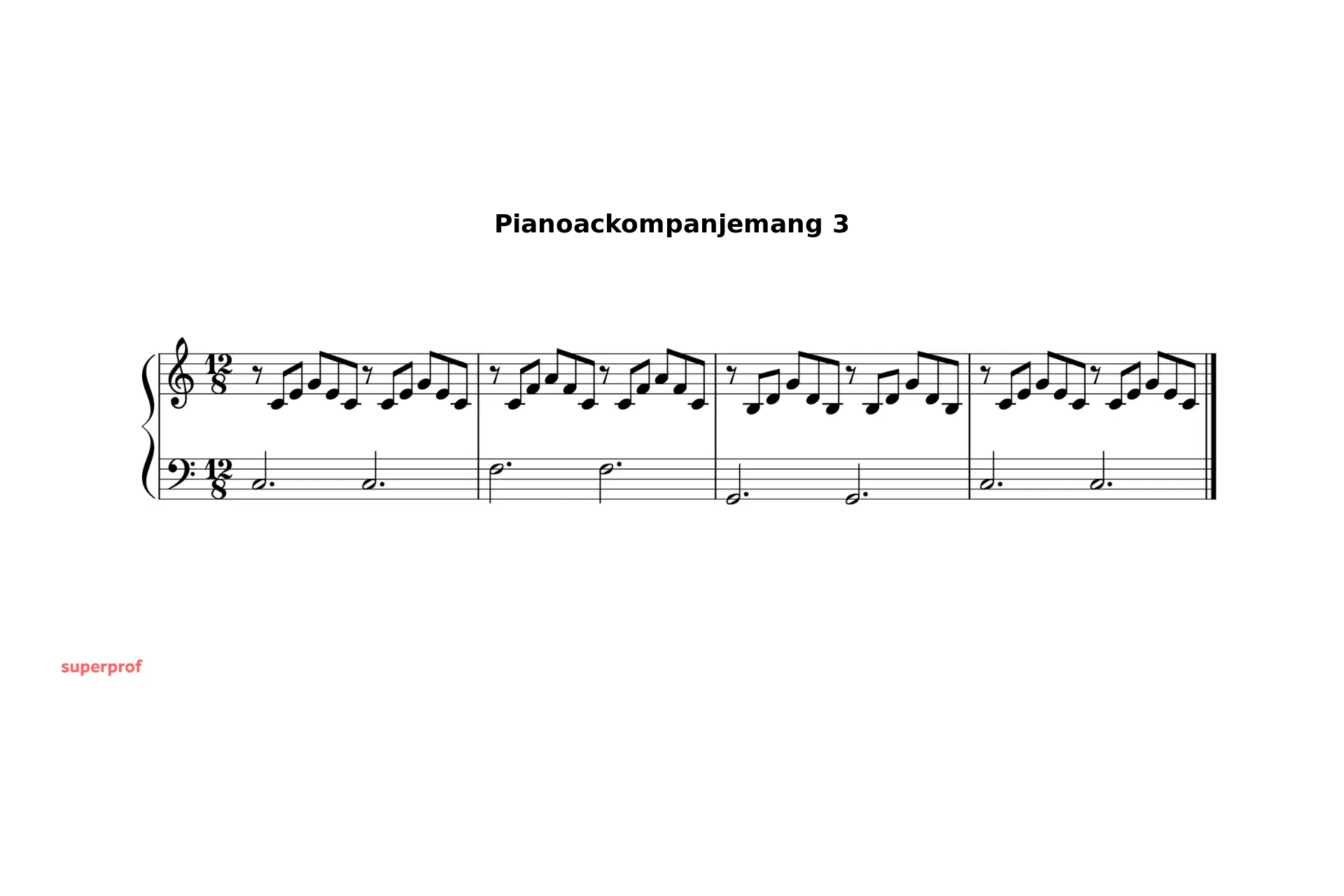Ett pianoackompanjemang med stigande och fallande arpeggion.