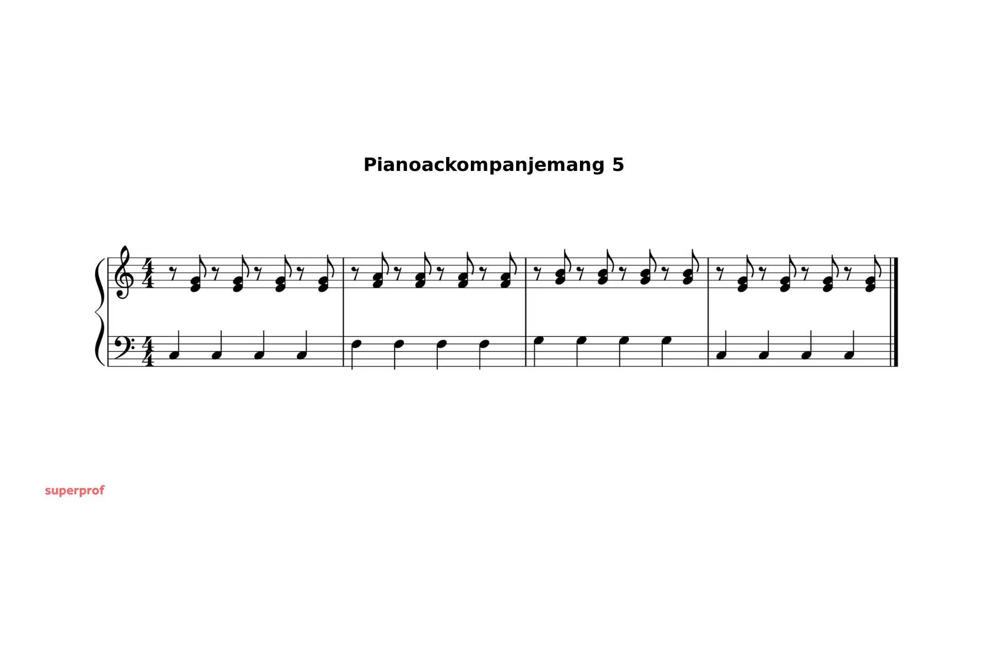 Ett enkelt pianoackompanjemang i fyrfjärdedelstakt med åttondelar i höger hand.