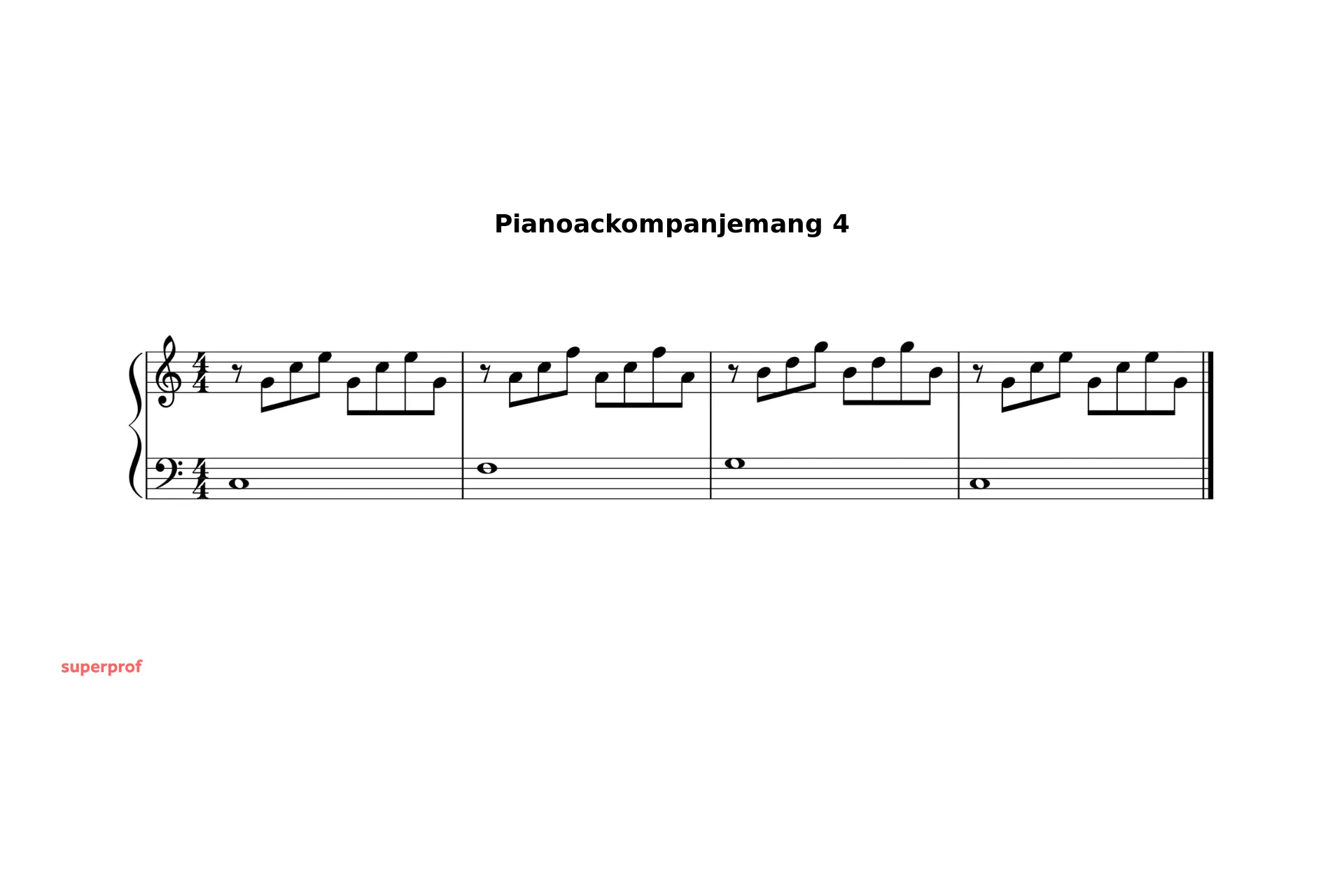 Ett enkelt pianoackompanjemang med stigande arpeggion.