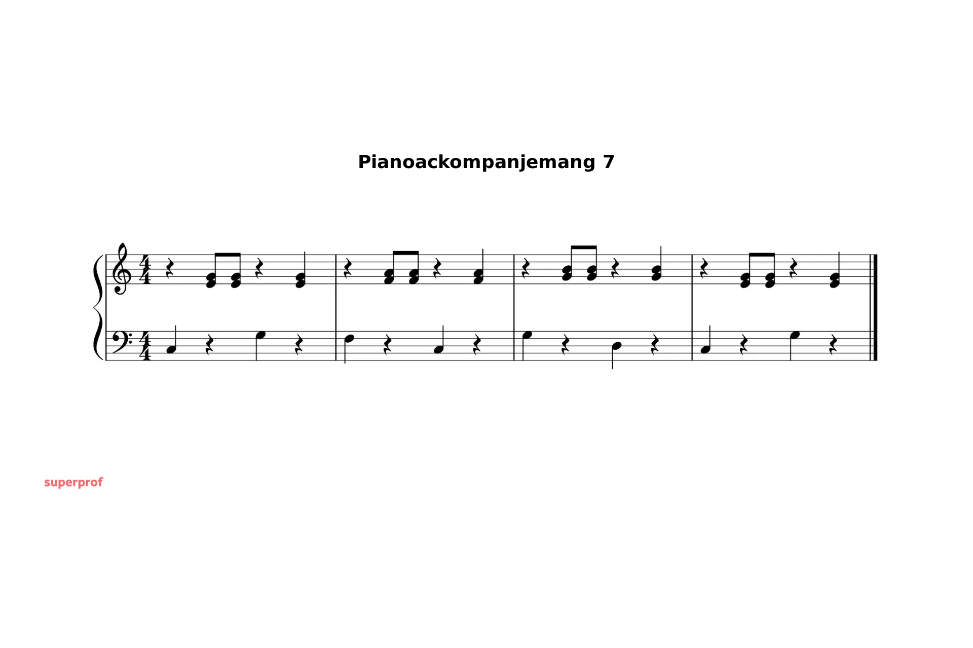 Ett enkelt pianoackompanjemang i en typisk reggae-rytm.