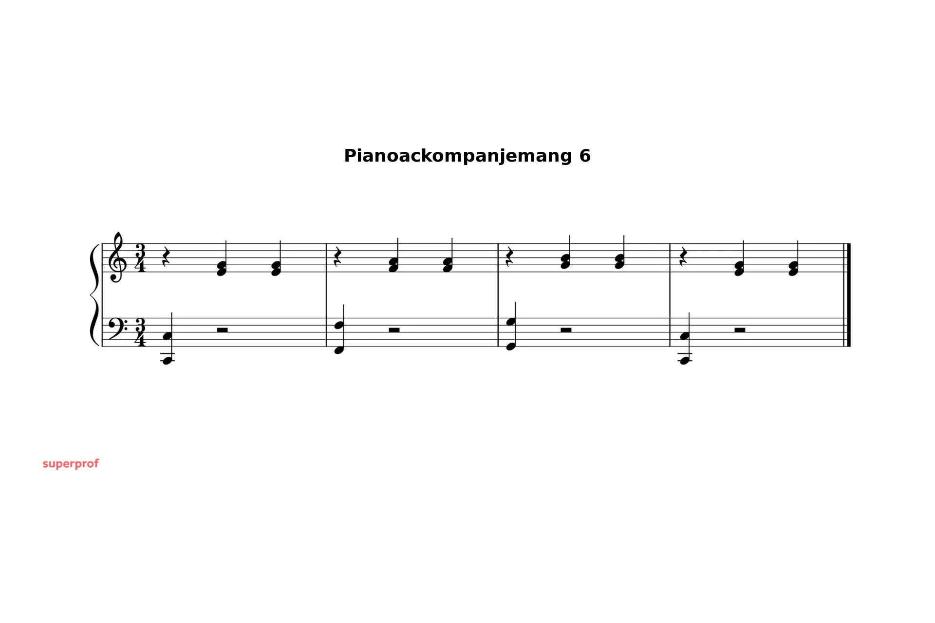 Ett enkelt pianoackompanjemang i trefjärdedelstakt.