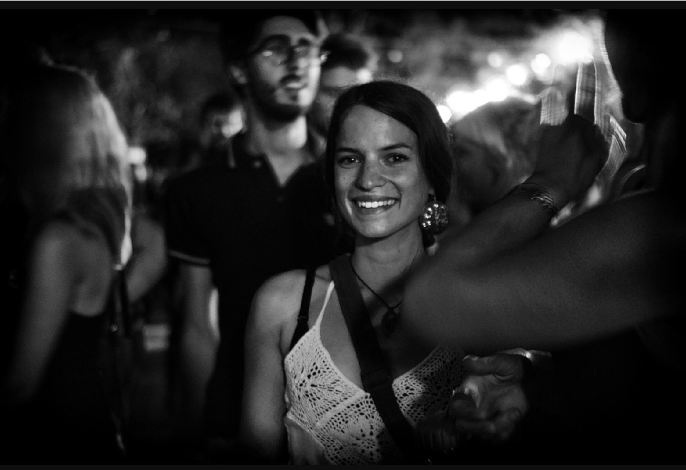 A girl in a crowd