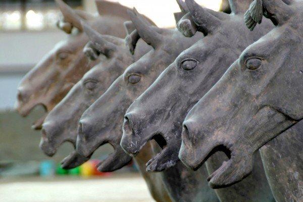 The Terracotta army and horses accompanied the emperor into the afterlife