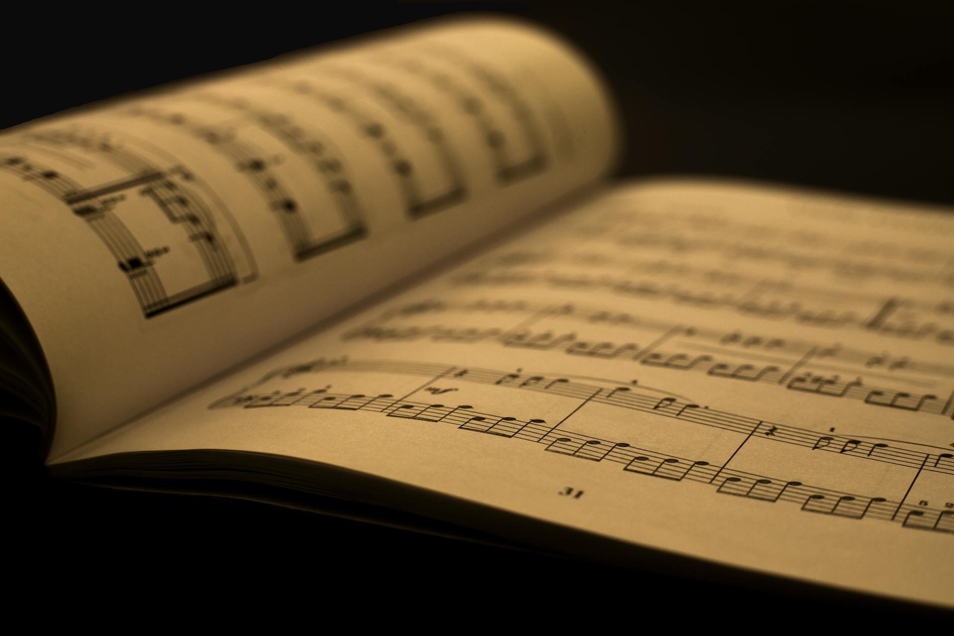 White Musical Book With Black Background.
