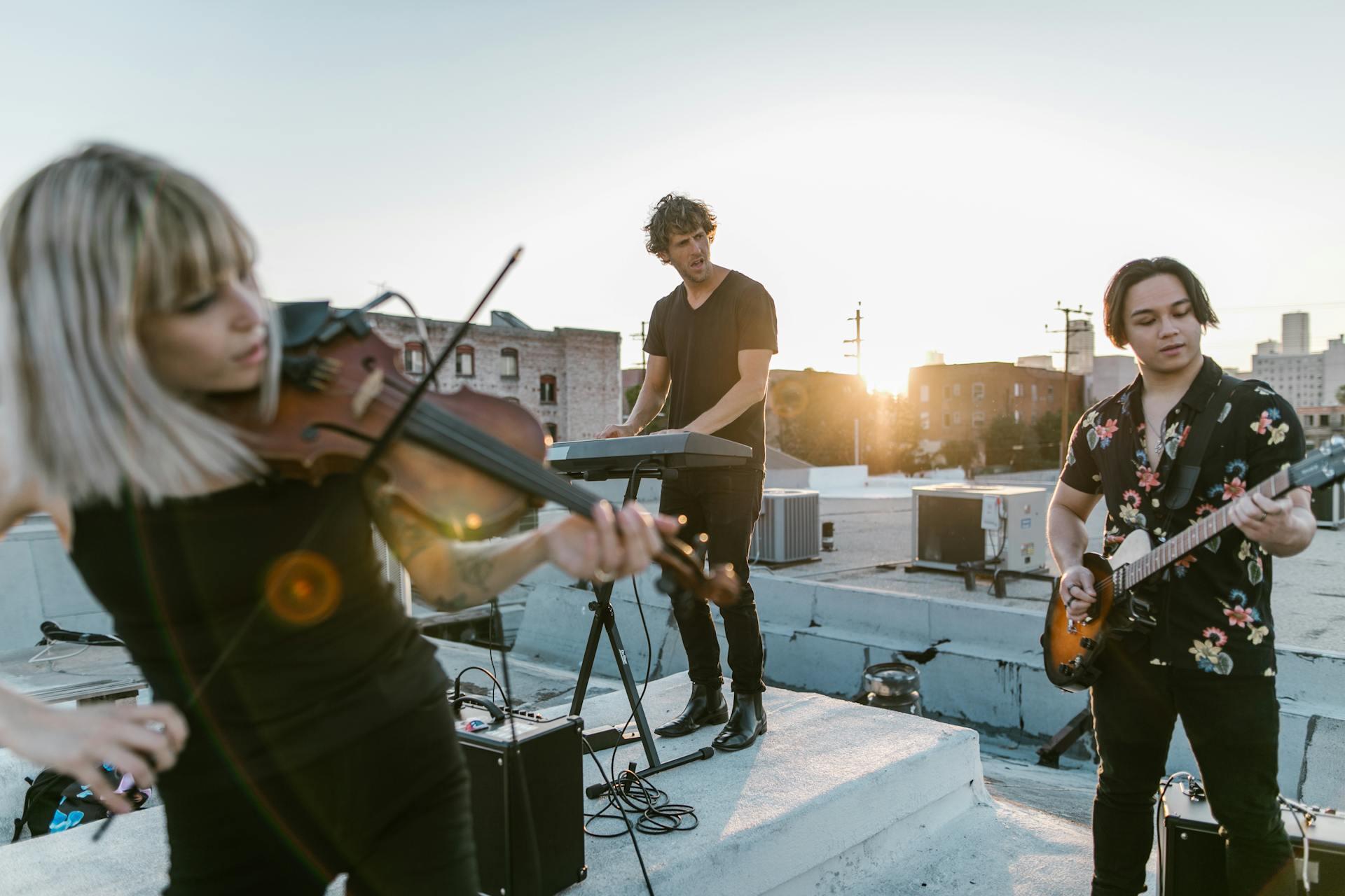 A Band Performing on a Rooftop 
