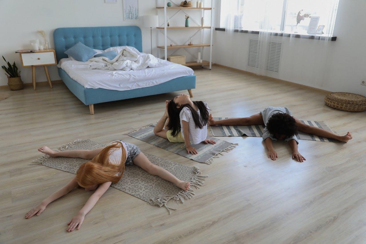 Kids practising yoga together
