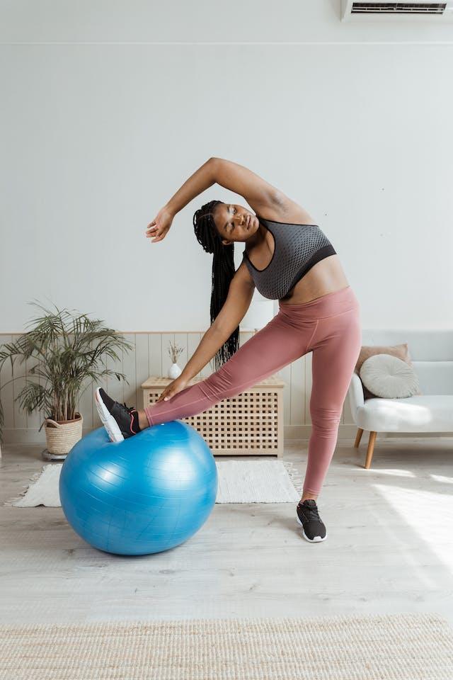 Yoga ball used for Pilates workout