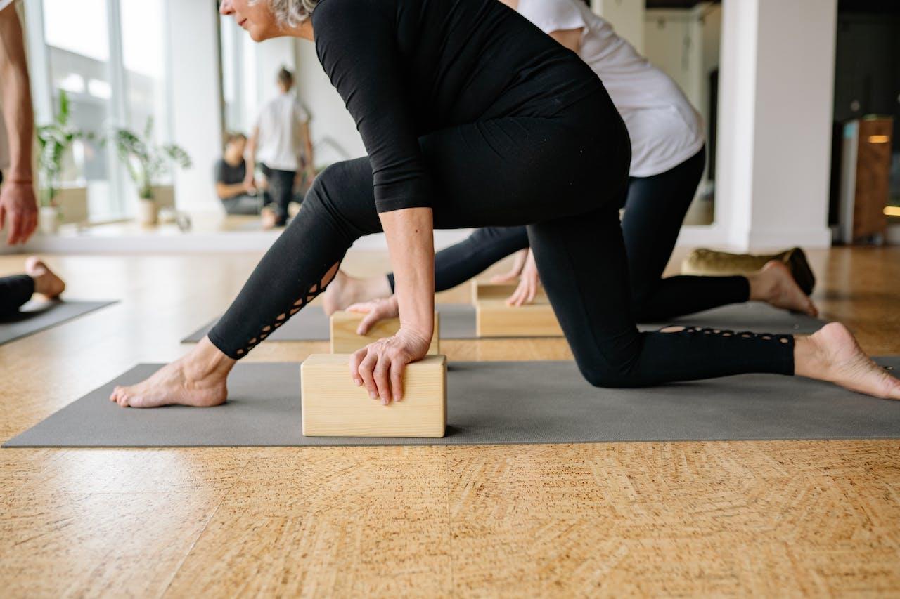 Yoga class with props