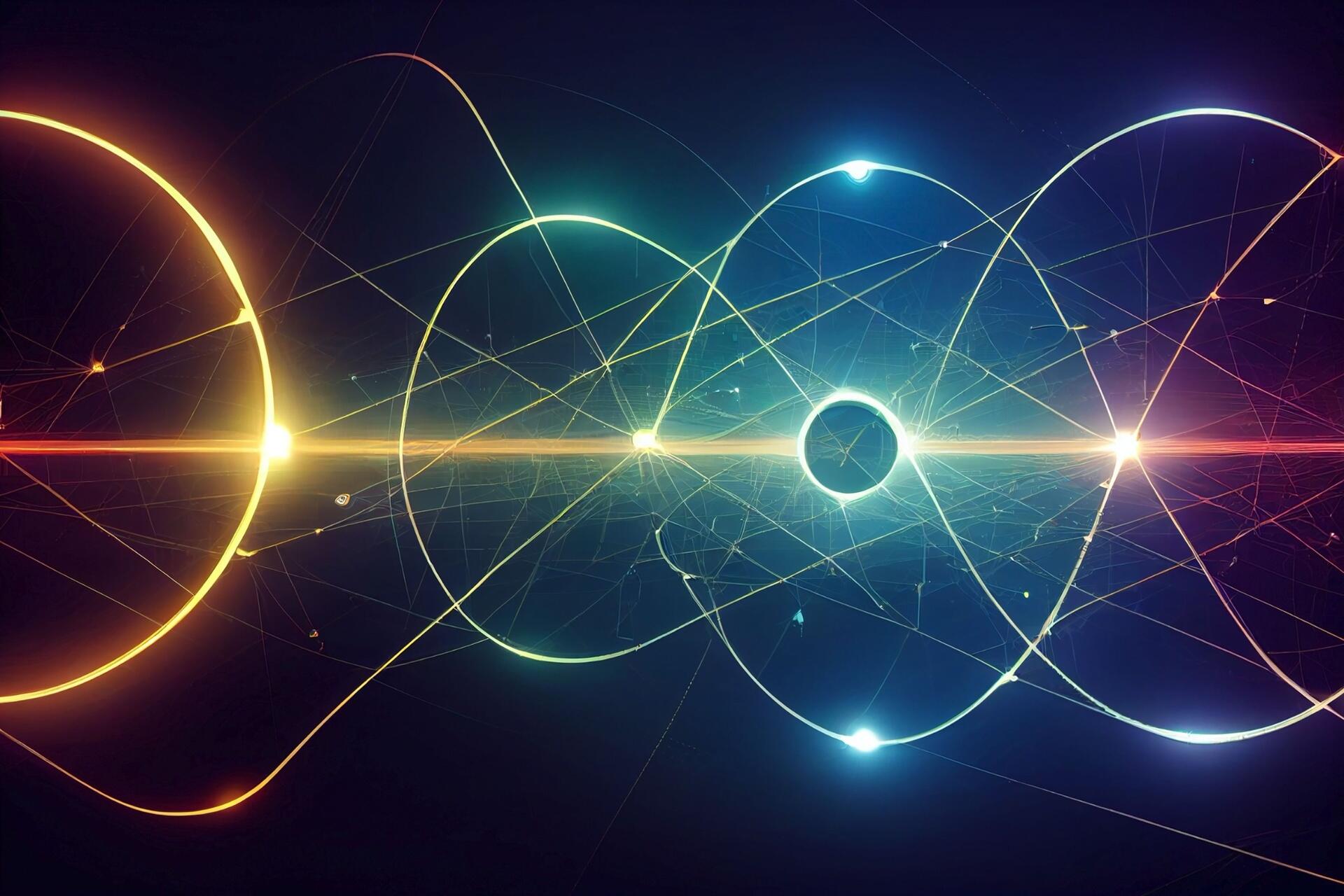 Abstract light-wave illustration representing A-Level Physics concepts such as wave behaviour, interference and electromagnetic waves.