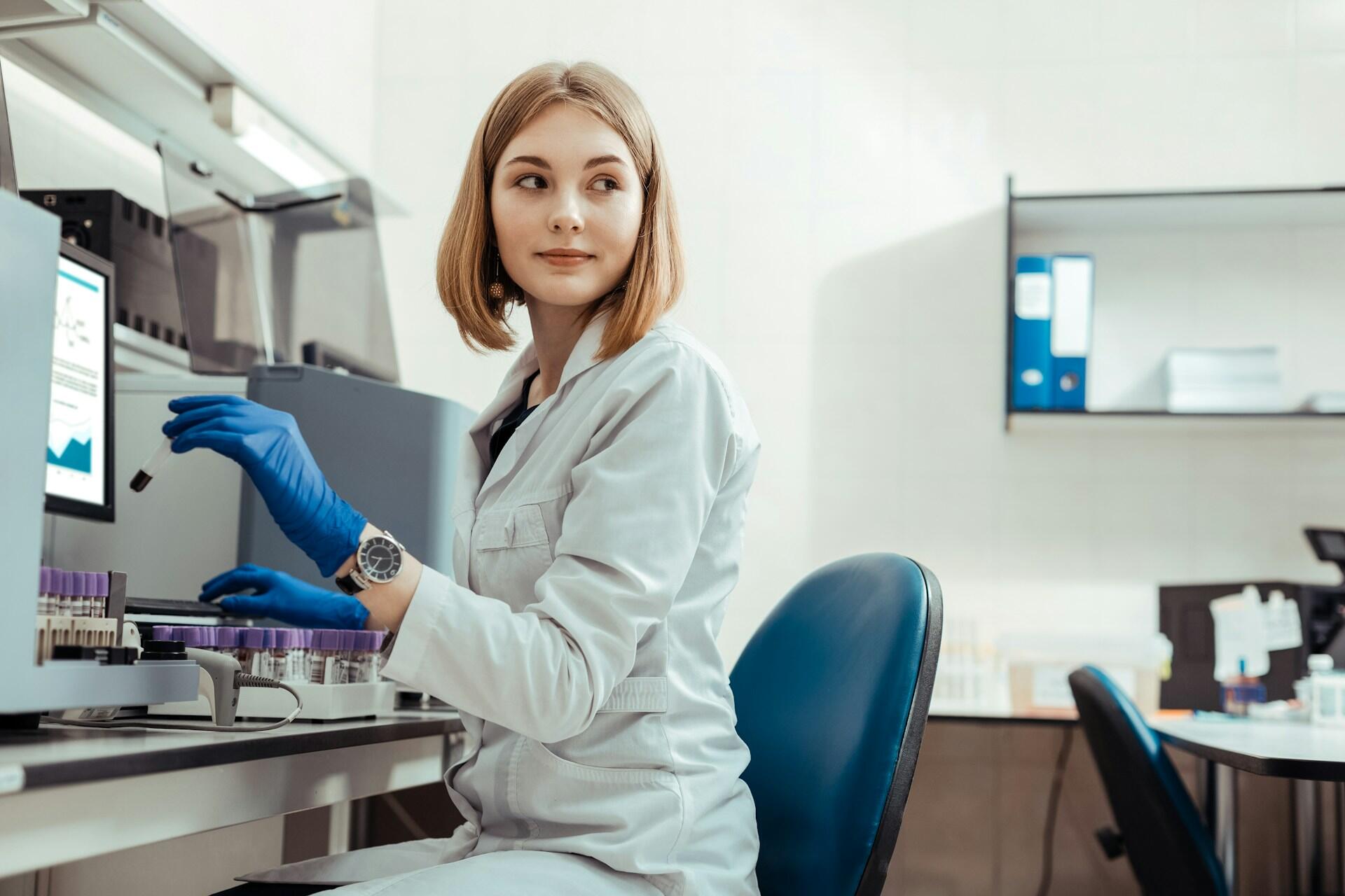 A person at a lab workbench.