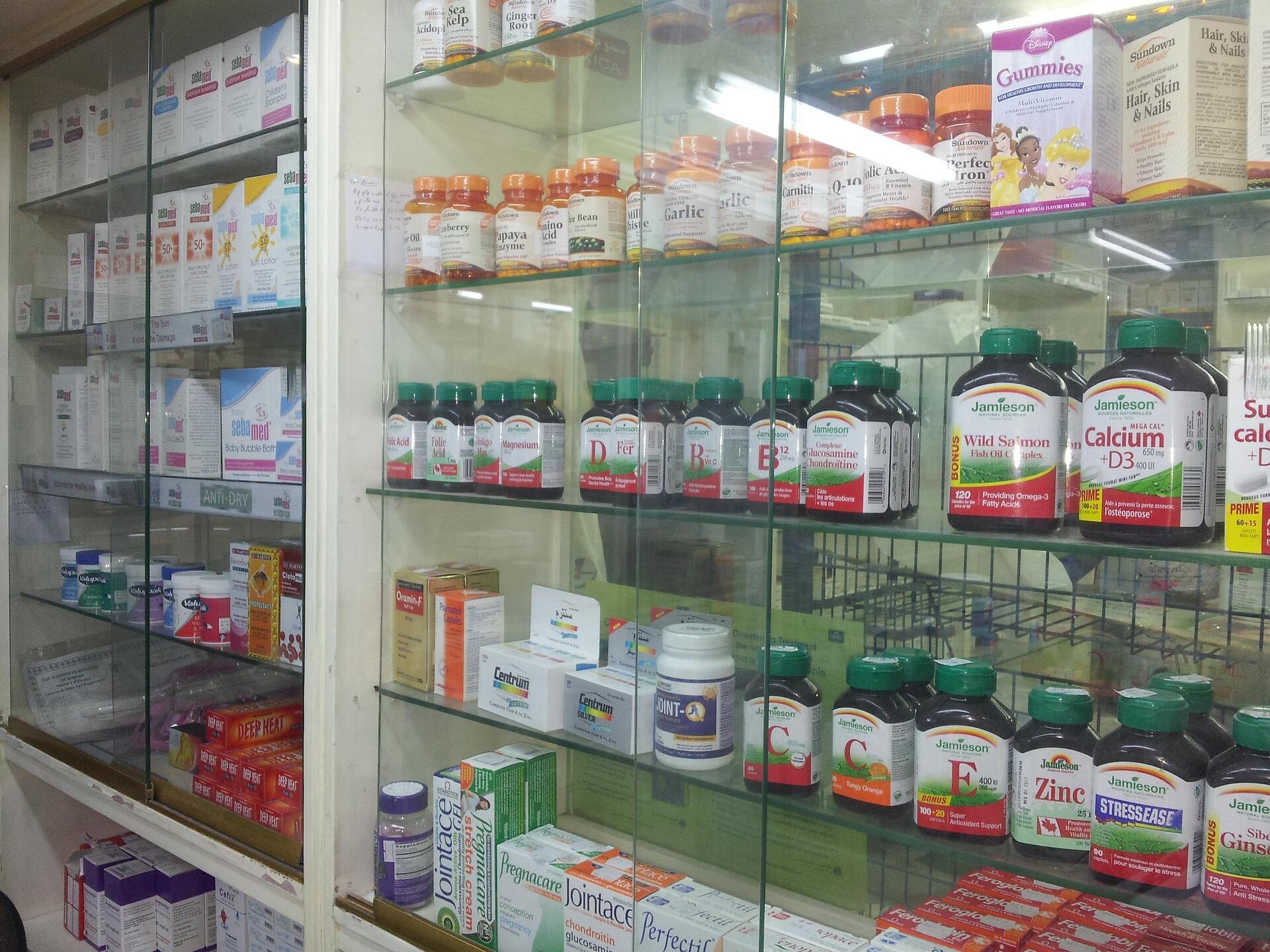 Medications in a pharmacy