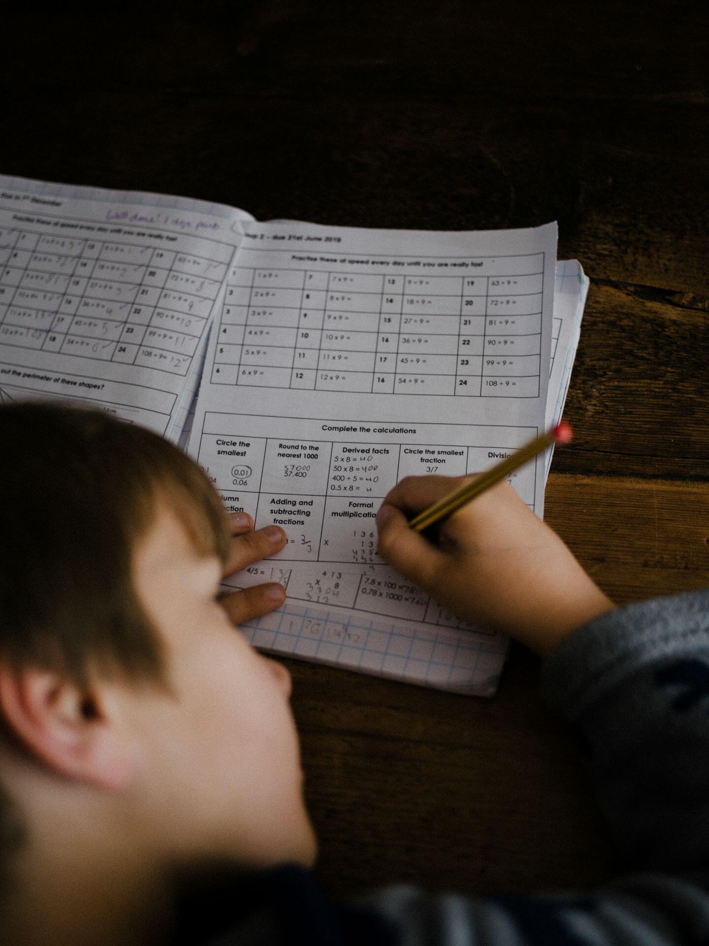 child studying