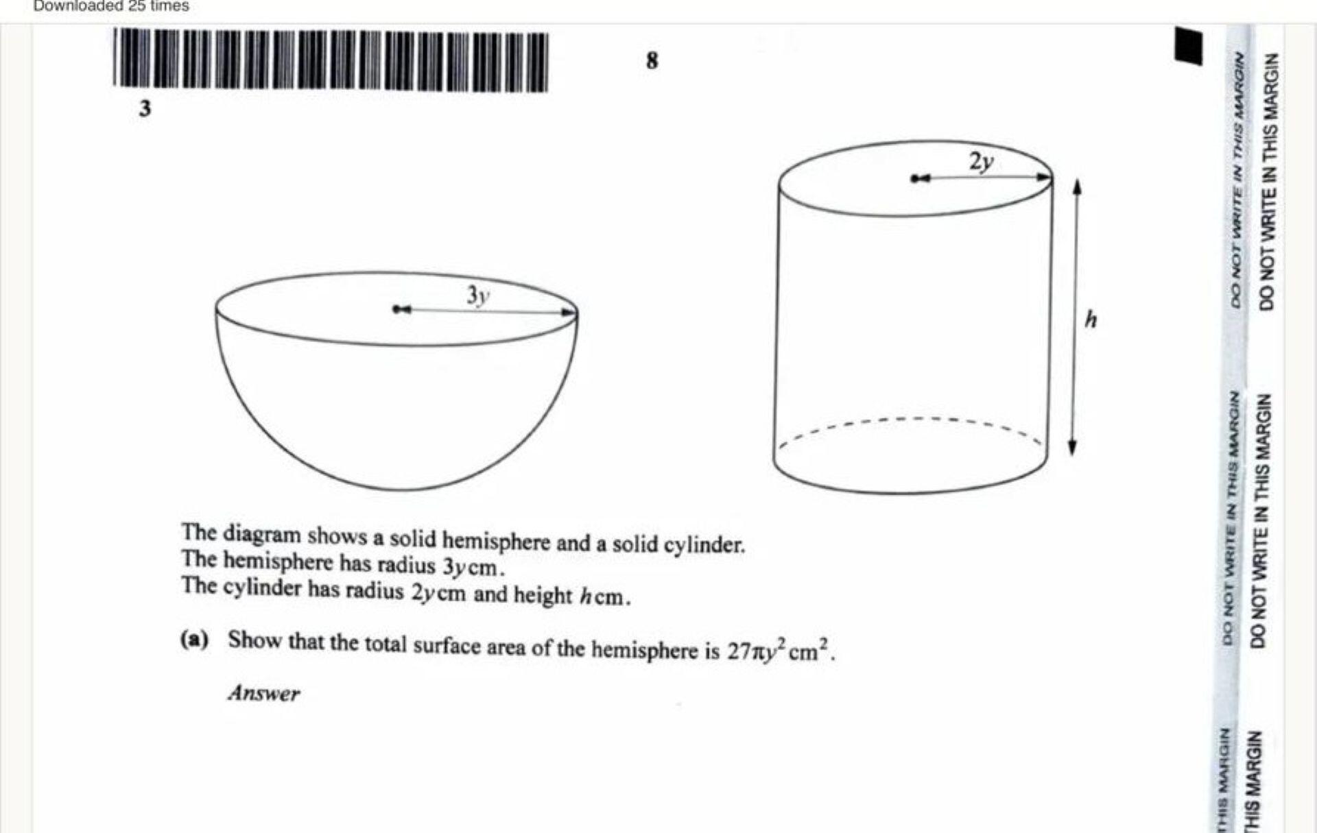 solid hemisphere question