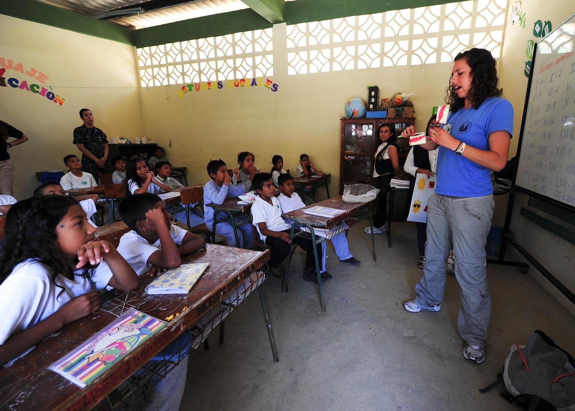 Teacher teaching in a class