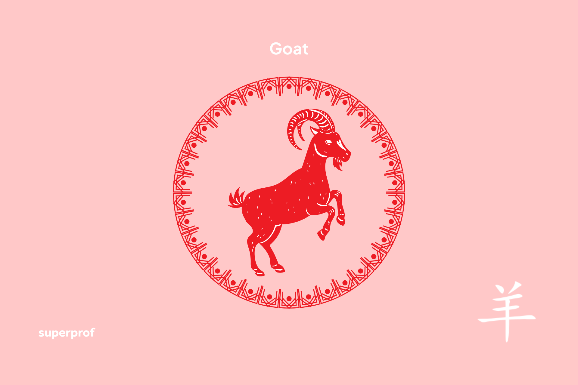 A goat in a circle against a pink background.