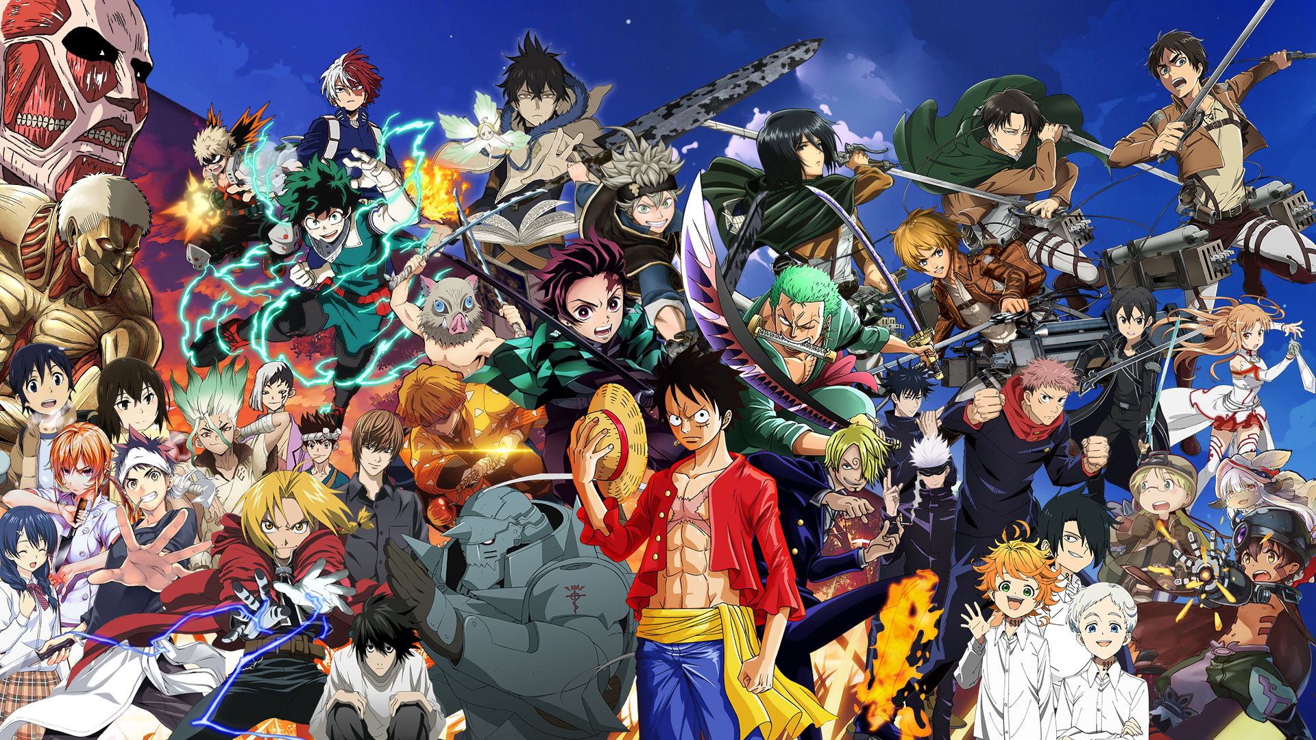 A poster compilation of famous Japanese anime characters.