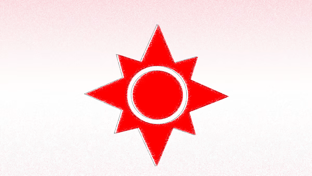 The logo of the National Solidarity Party, featuring a stylised orange rocket or arrow pointing upward inside a circular emblem.