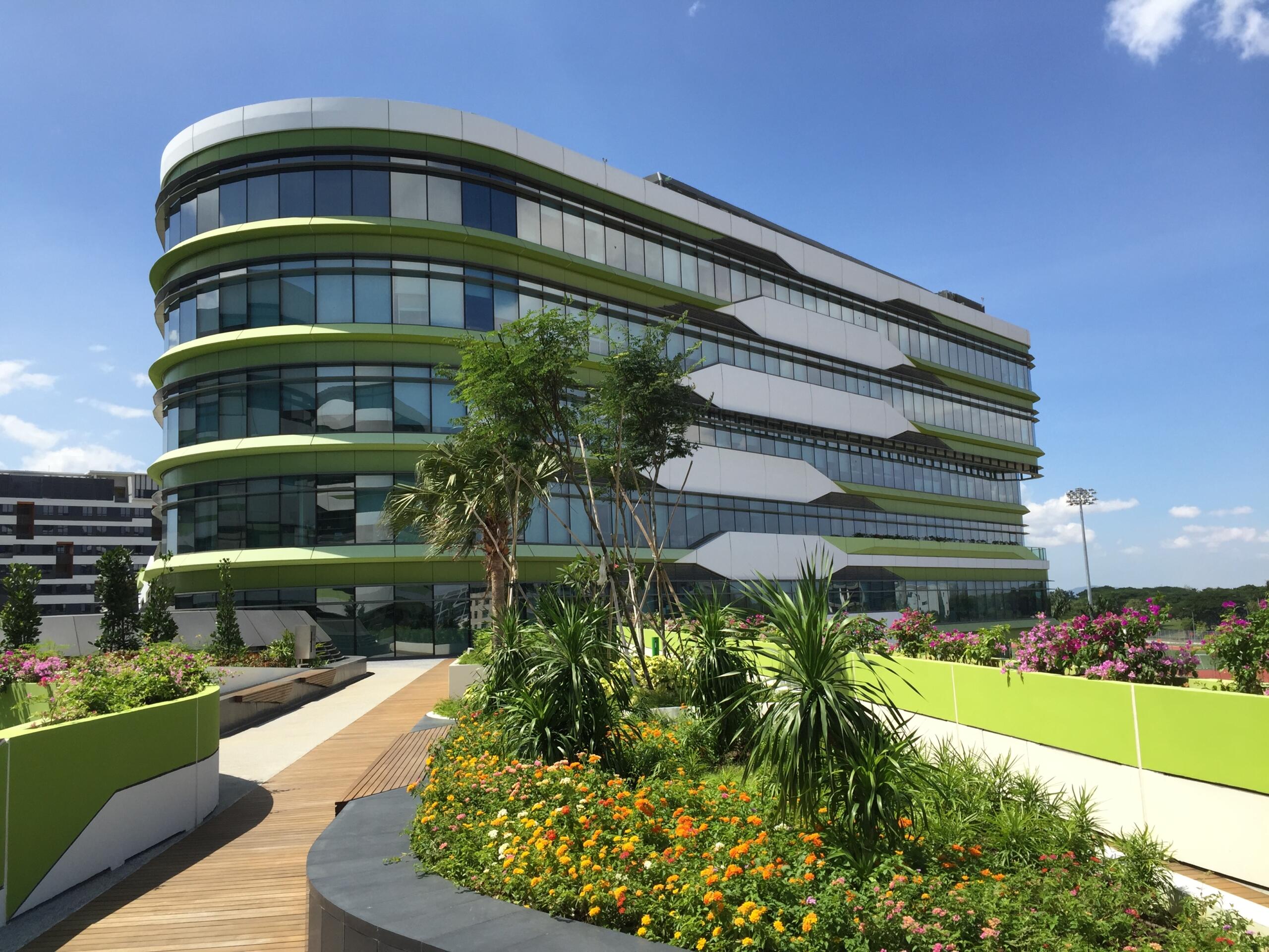 An exterior image of the University of Technology and Design, Singapore.