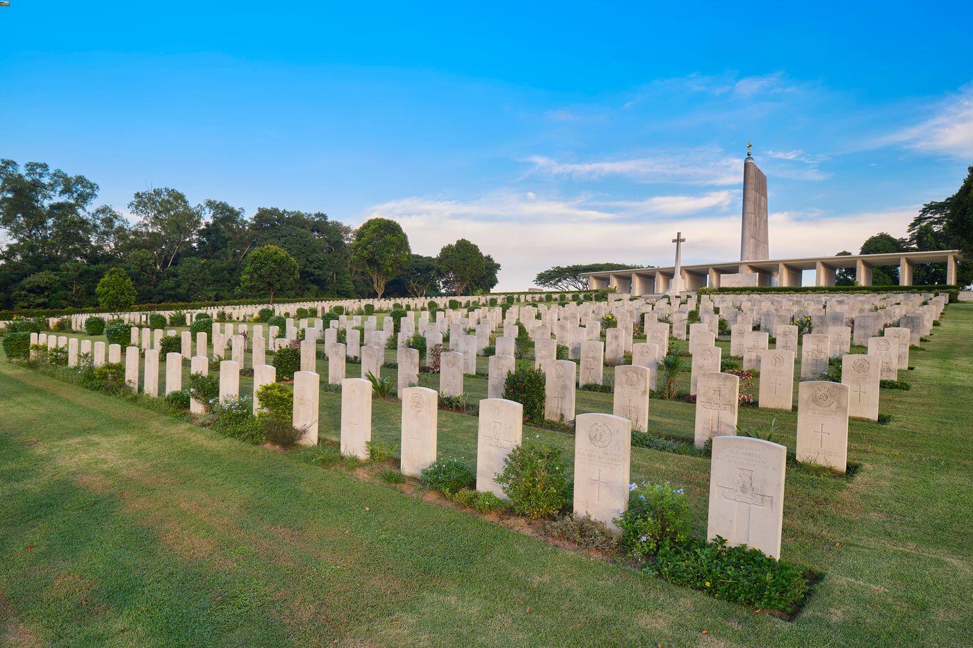 An image showing the tombstones from the Kranji war memorial.